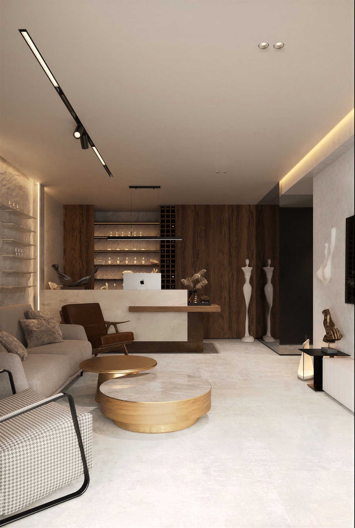 Aesthetic Clinic design interior clinică moderna minimalista estetică ICONIC Design București – iluminat indirect și contraste texturale