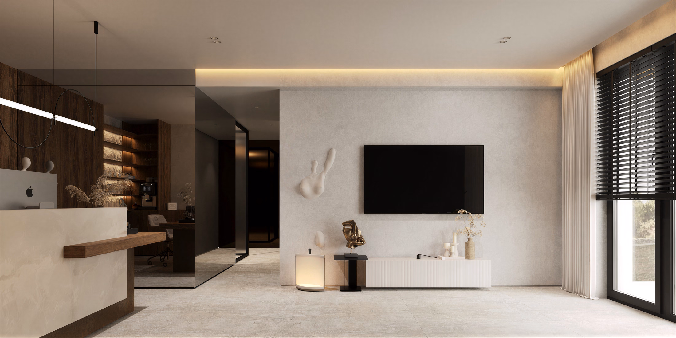 Aesthetic Clinic design interior clinică moderna minimalista estetică ICONIC Design București – vedere finală spațiu comercial