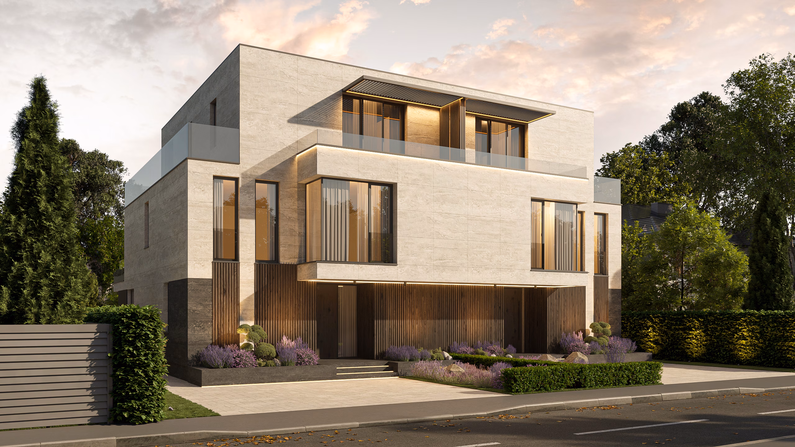 Băneasa Signature Villas arhitectură – curte interioară, Arhitectură rezidențială București