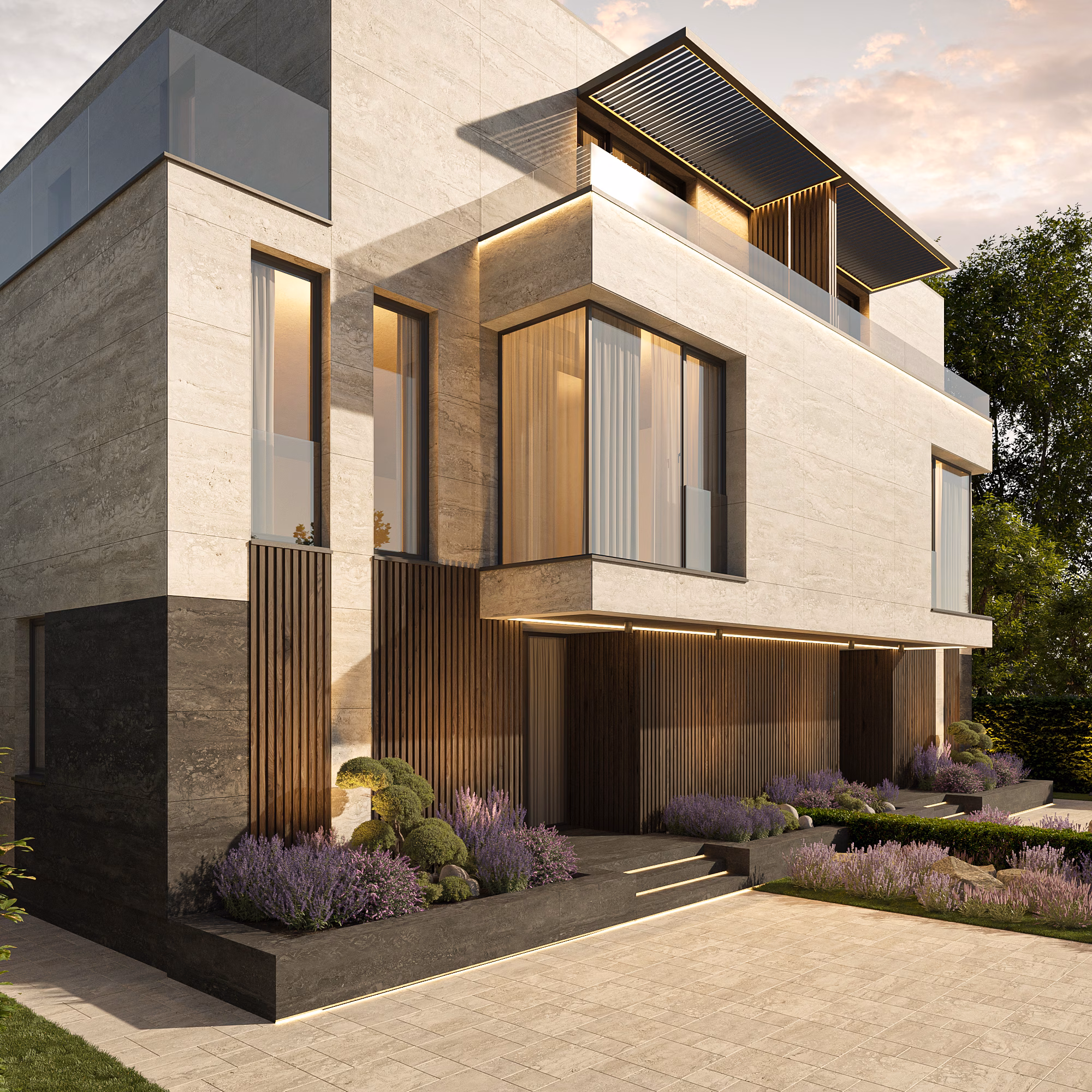 Băneasa Signature Villas arhitectură – vedere din grădină, Arhitectură rezidențială București