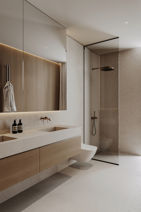 Cherry and Stone House design interior – contrast texturi