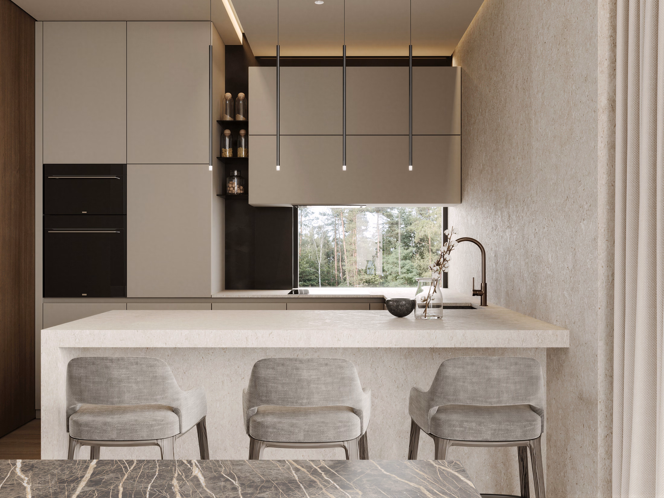 Cherry and Stone House design interior – draperii full-height, Design interior premium, desing interior minimalist București