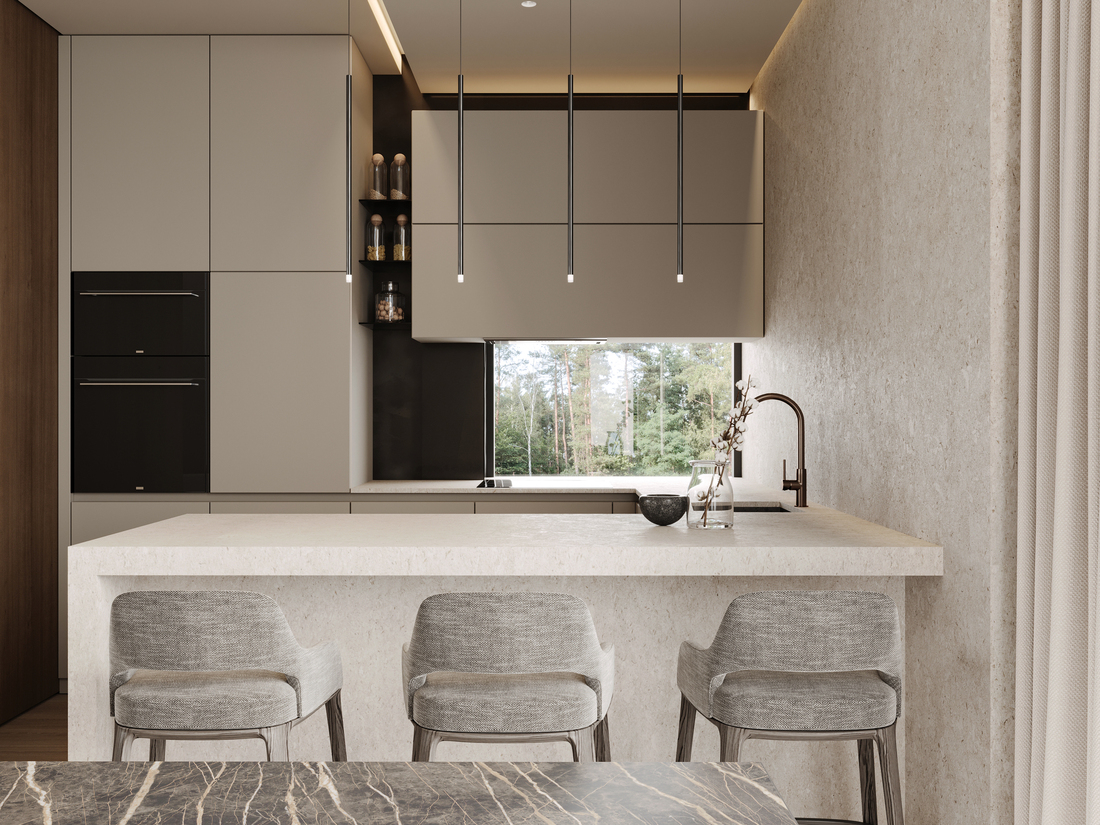 Cherry and Stone House design interior – draperii full-height