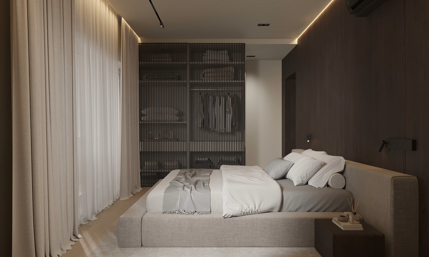 Cognac Penthouse design interior – detaliu decor, Design interior penthouse București, design interior minimalist București