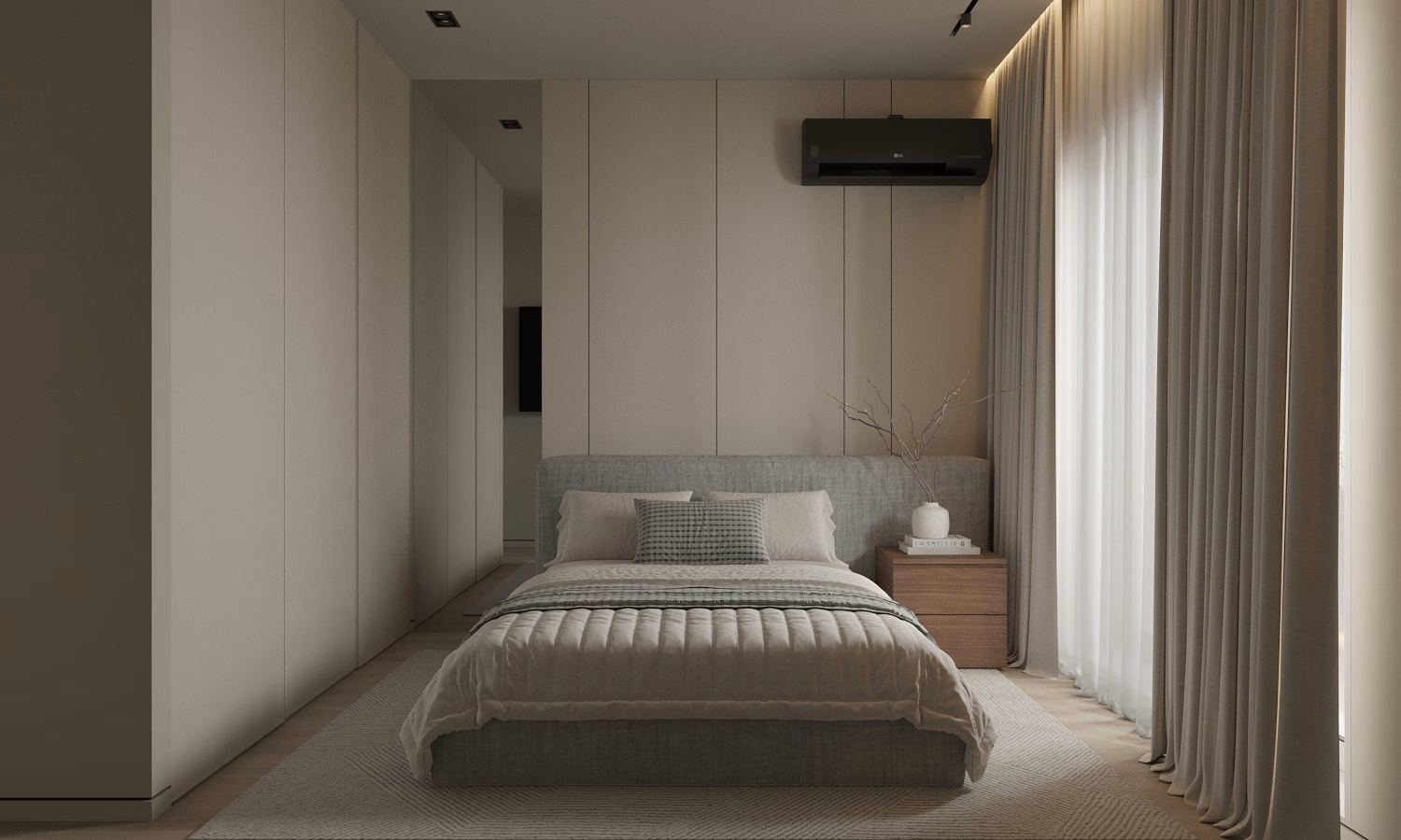 Cognac Penthouse design interior – birou de lucru, Design interior penthouse București, design interior minimalist București