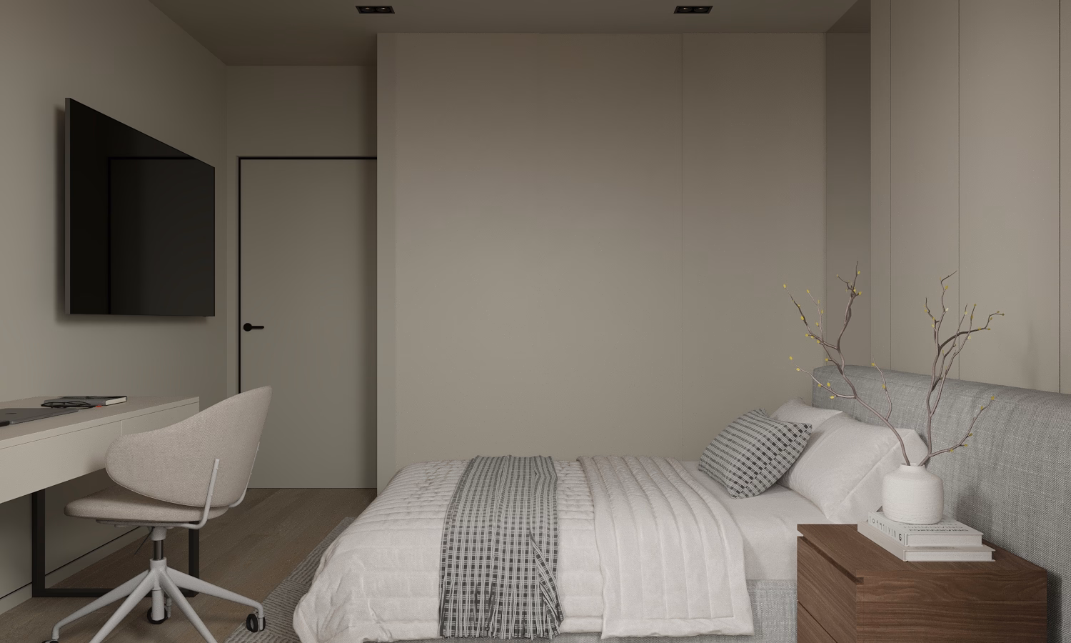 Cognac Penthouse design interior – contrast texturi, Design interior penthouse București, design interior minimalist București