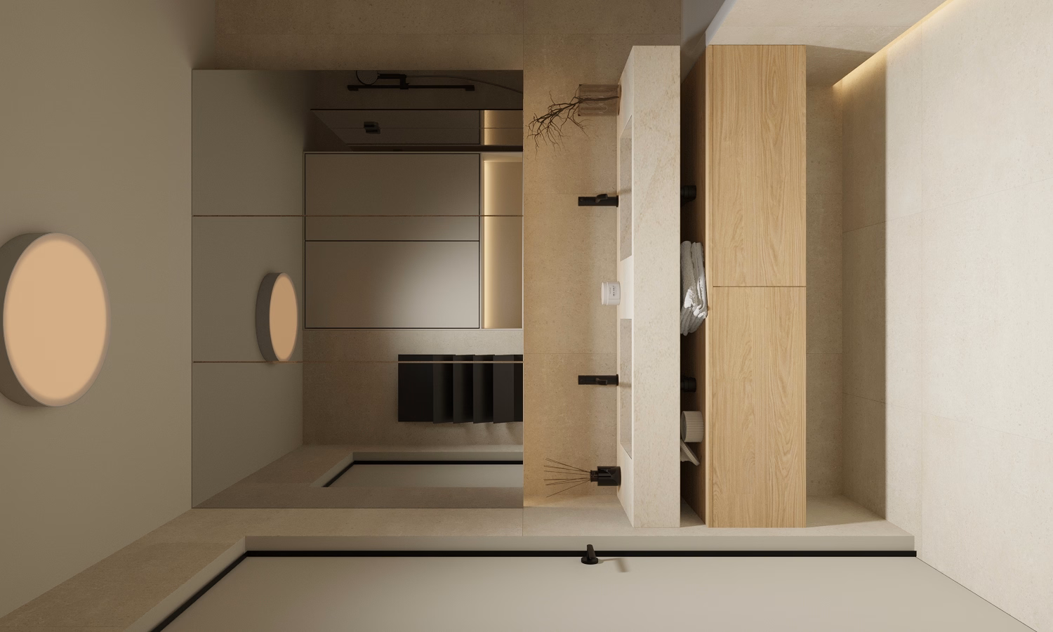 Cognac Penthouse design interior – detaliu iluminat indirect, Design interior penthouse București, design interior minimalist București
