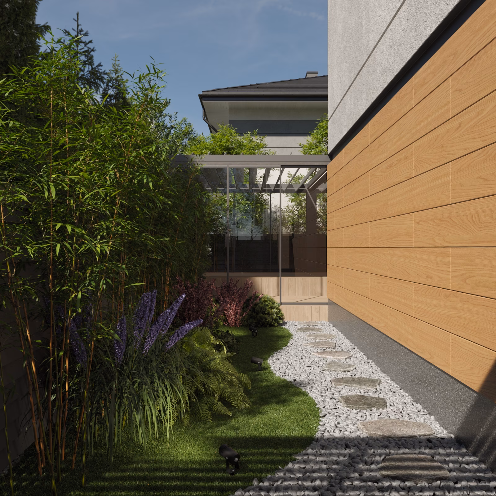 Collection 10 House design interior si amenajare exterioara – Living seara cu iluminat interior, Design interior premium, Padurea Baneasa Bucuresti