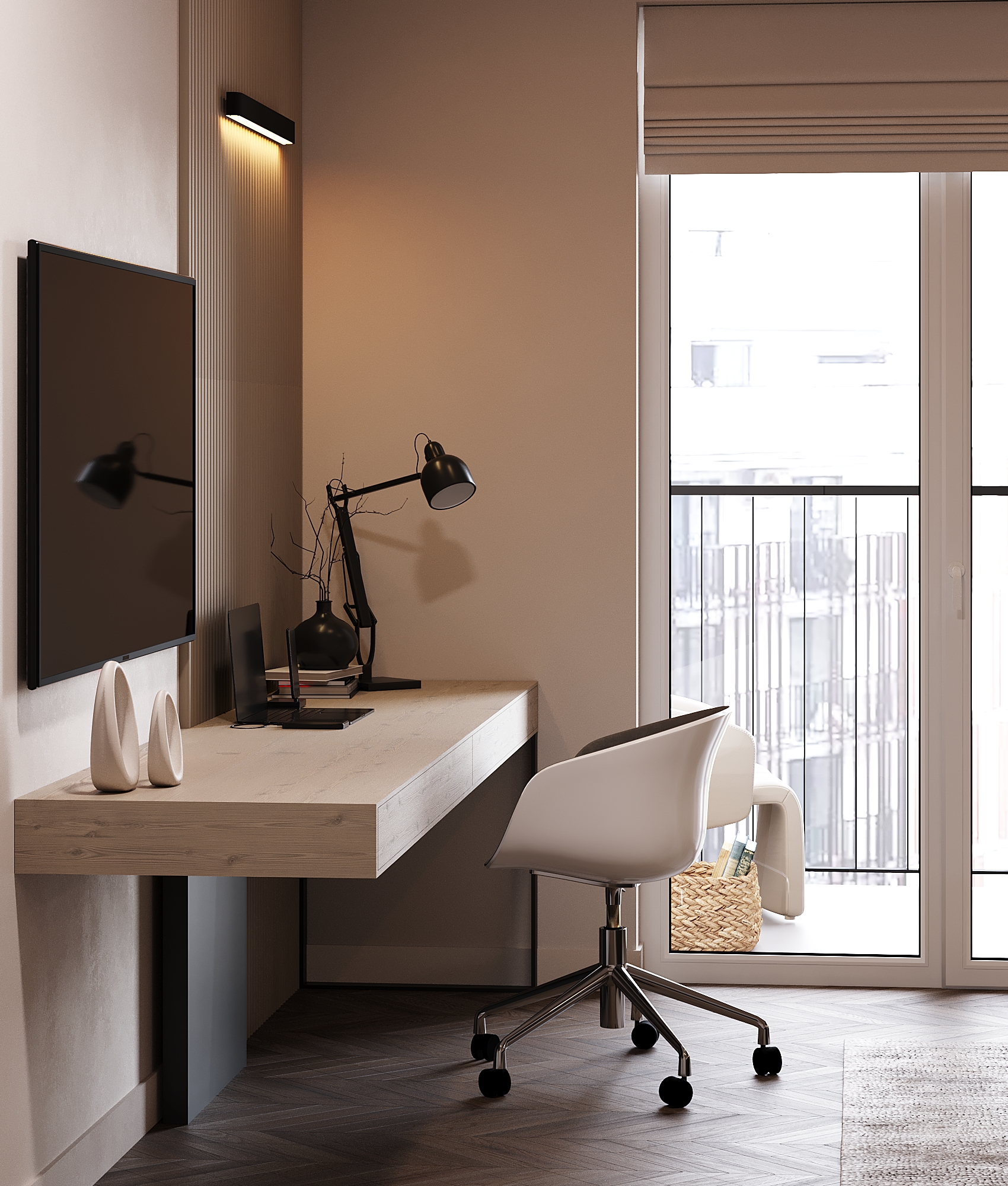 Dark Minimalist Apartment design interior – detaliu final spațiu minimalist