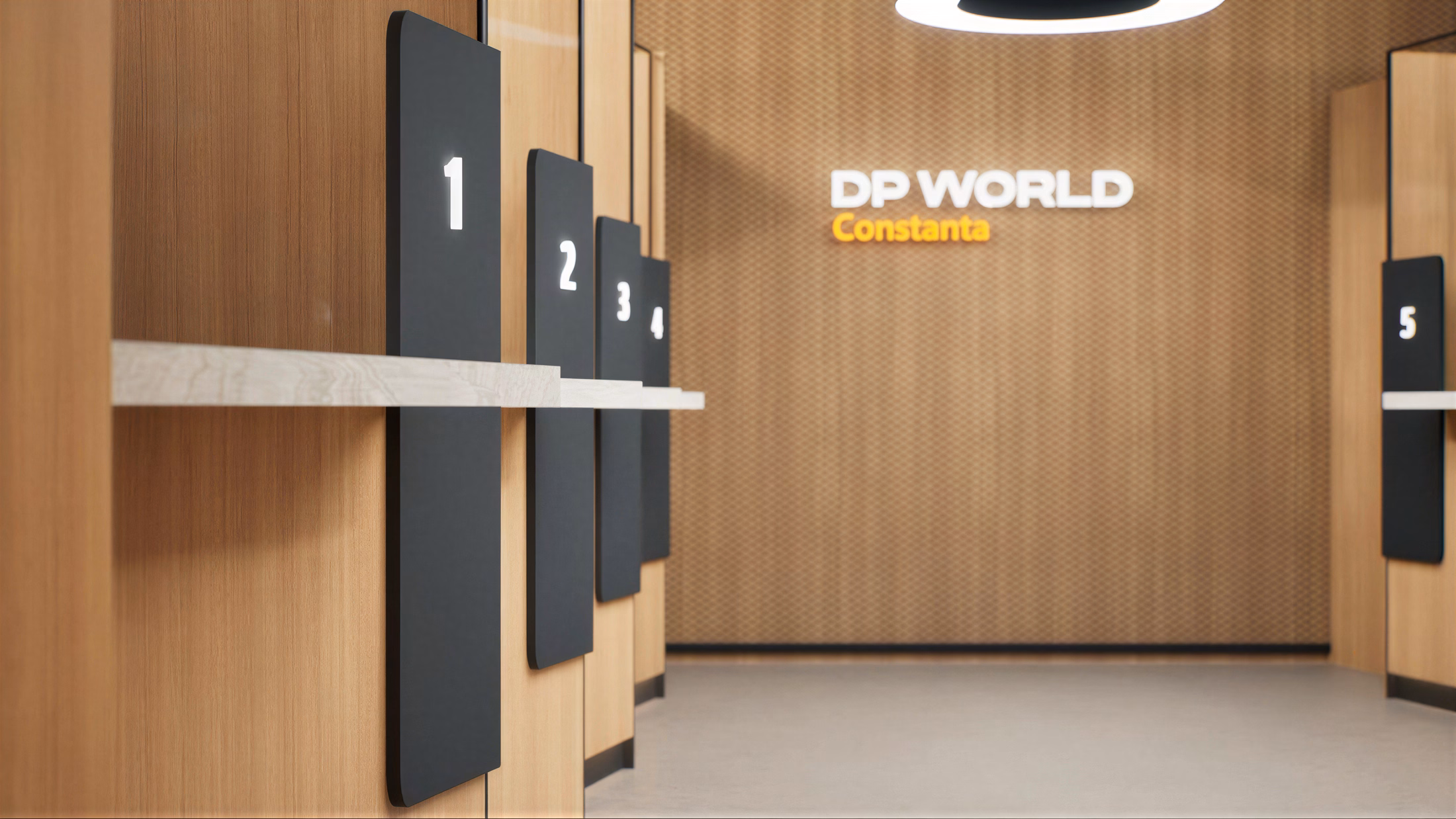 DP World Offices design interior birouri – spațiu de lucru productiv, design interior comercial