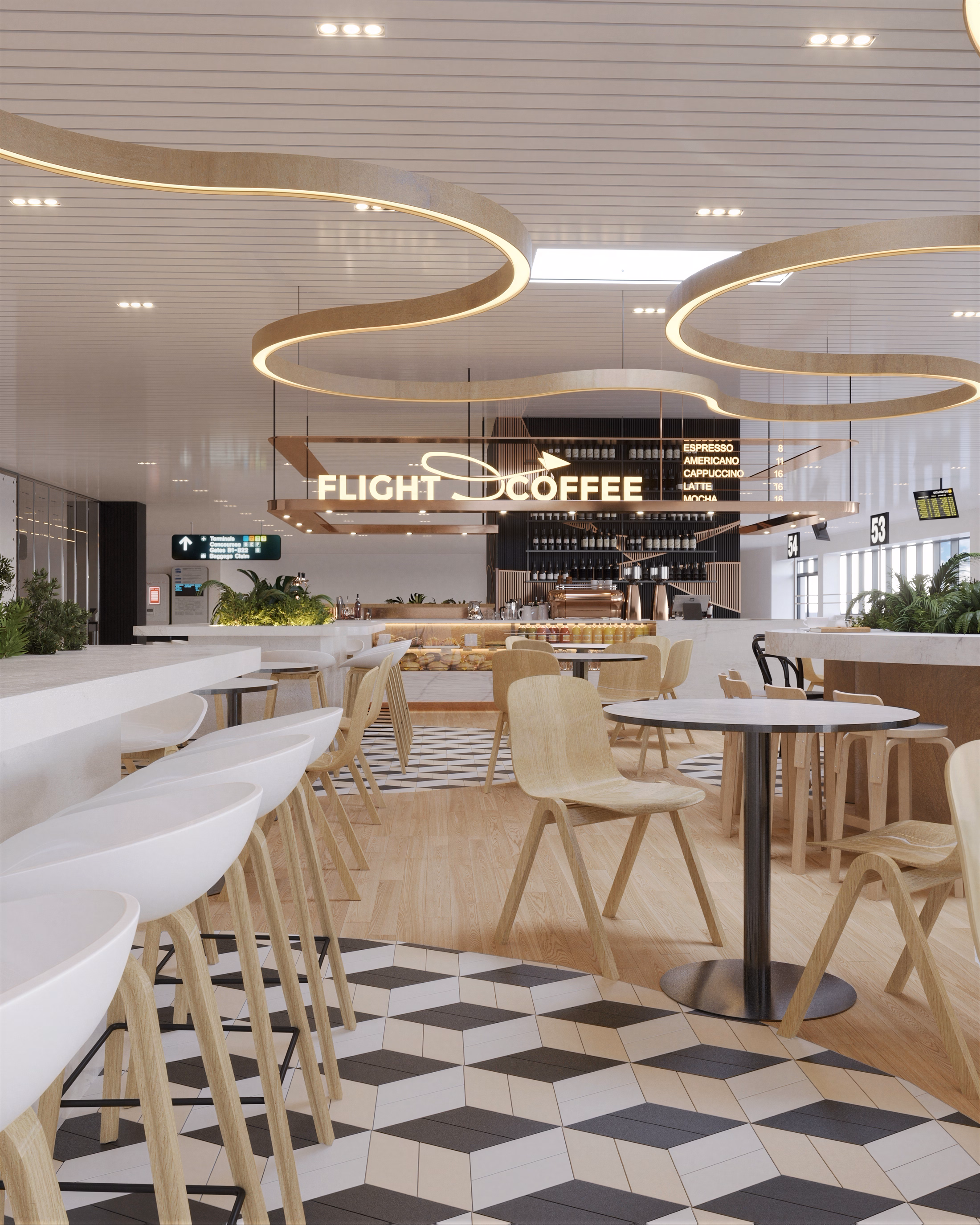 Flight Coffee Bistro design interior cafenea – insule verzi zona de relaxare, design interior comercial București