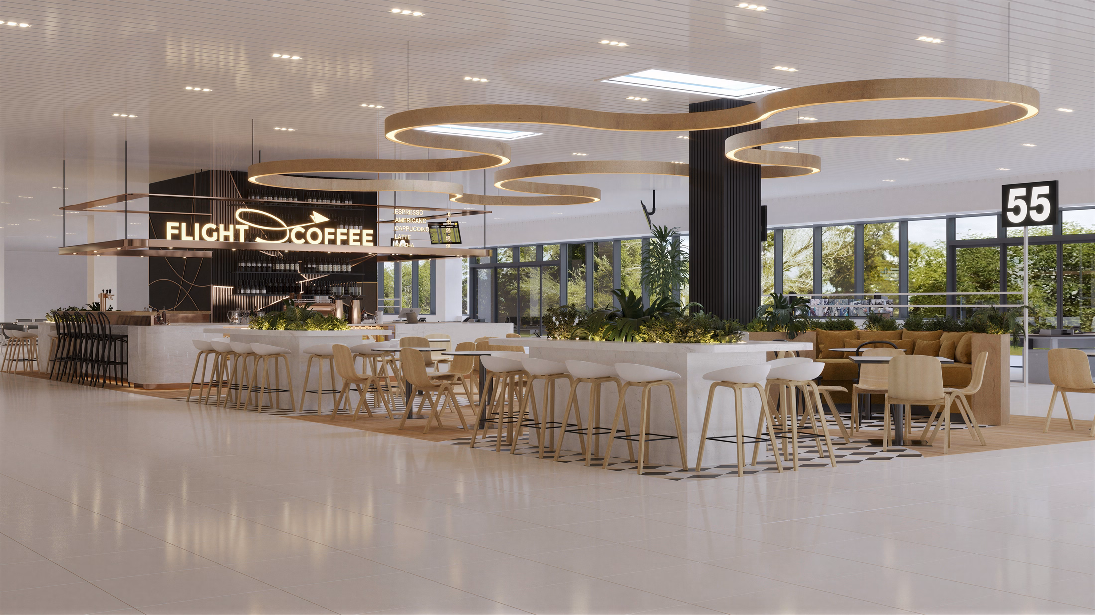Flight Coffee Bistro design interior cafenea – mobilier de design open space, design interior comercial București