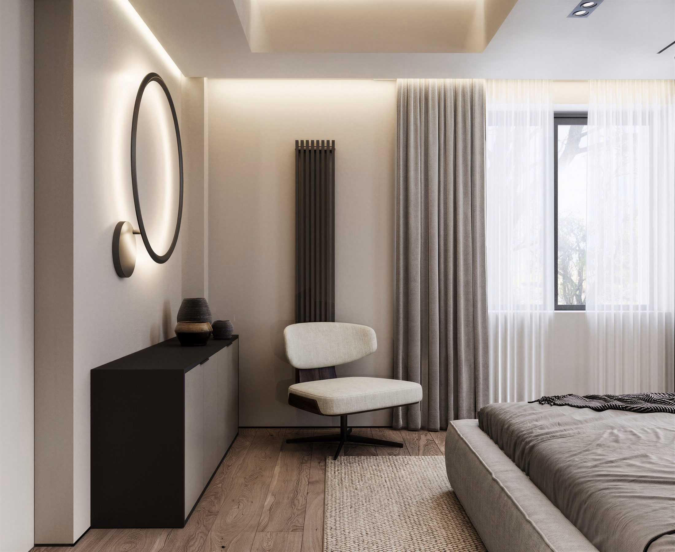 GV Minimalist House design interior – dormitor secundar, desing interior minimalist București