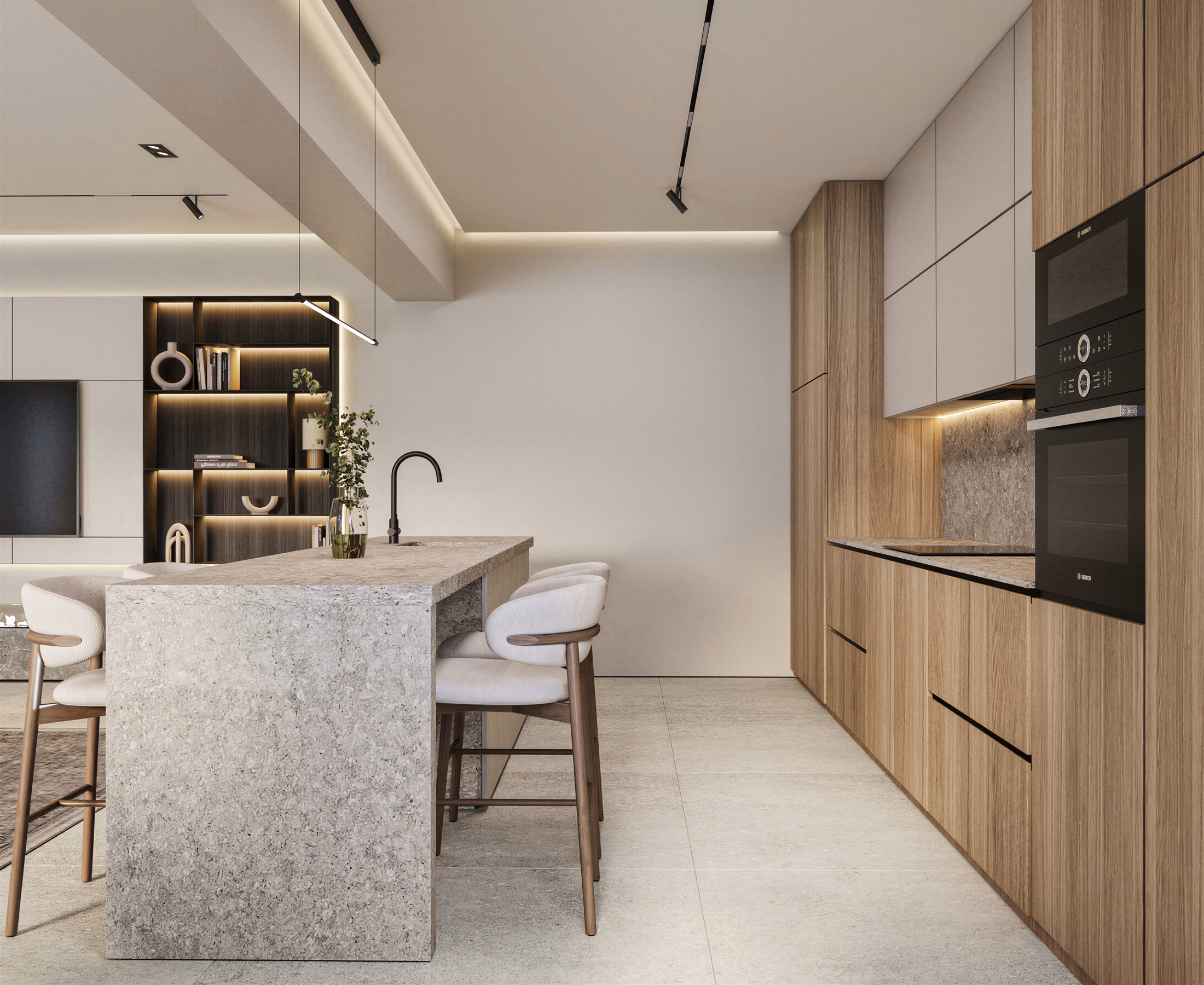 GV Minimalist House design interior – dormitor principal, desing interior minimalist București