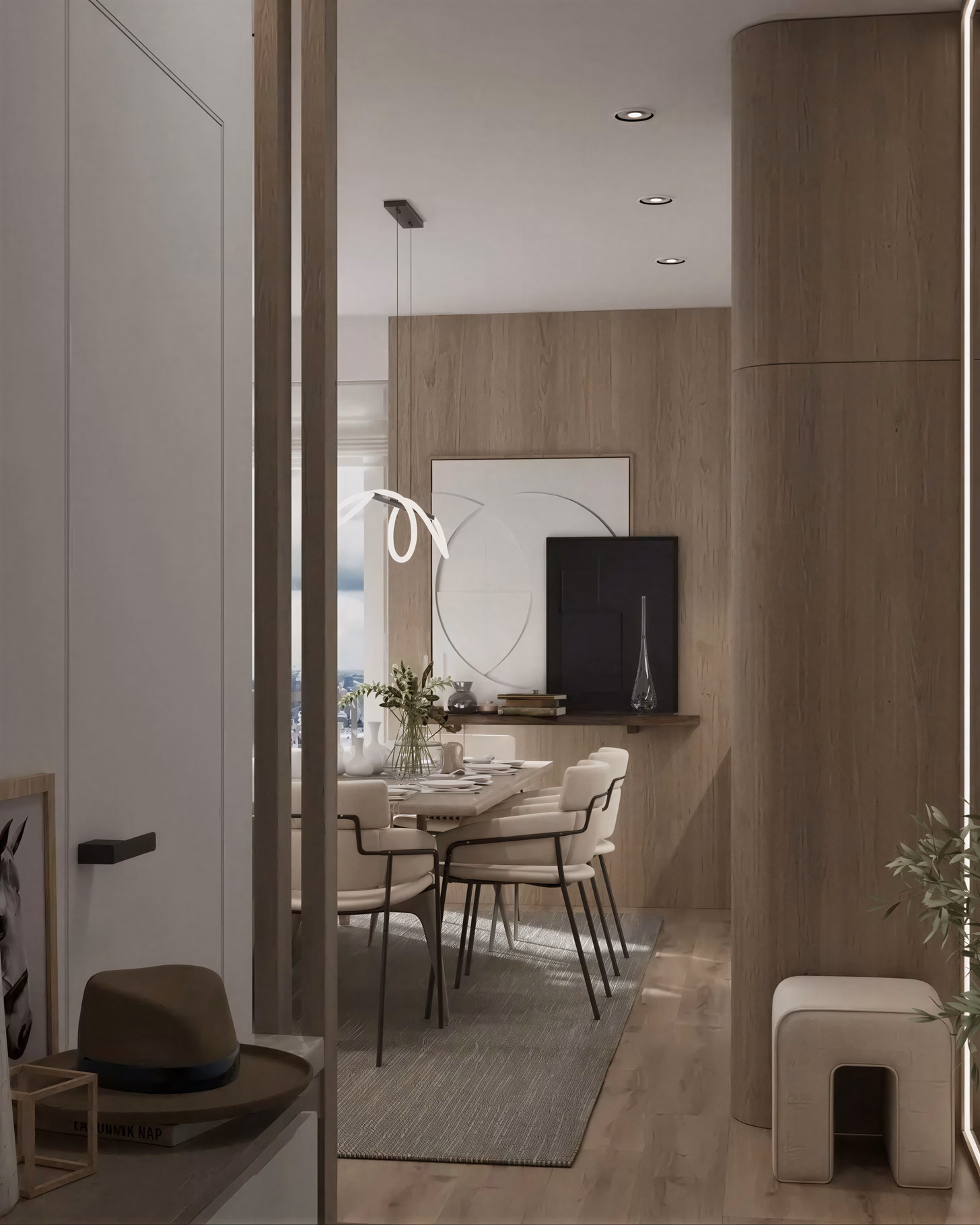 IC Apartment design interior minimalist București – uși filomuro și plinte ascunse