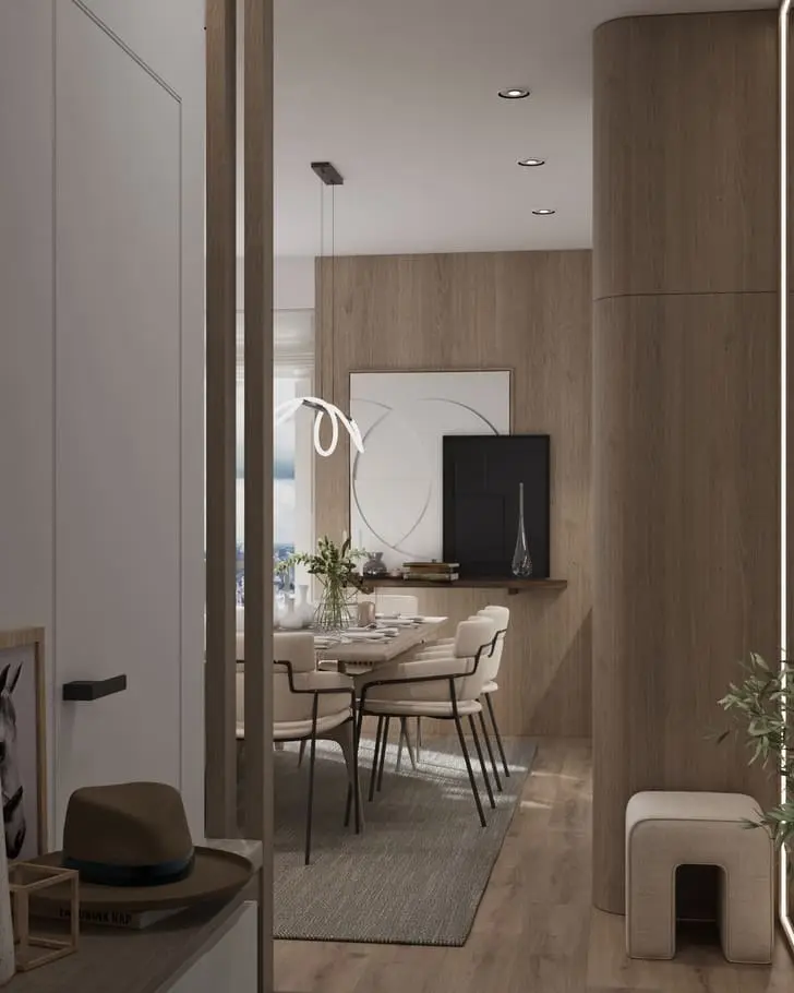IC Apartment design interior – uși filomuro și plinte ascunse