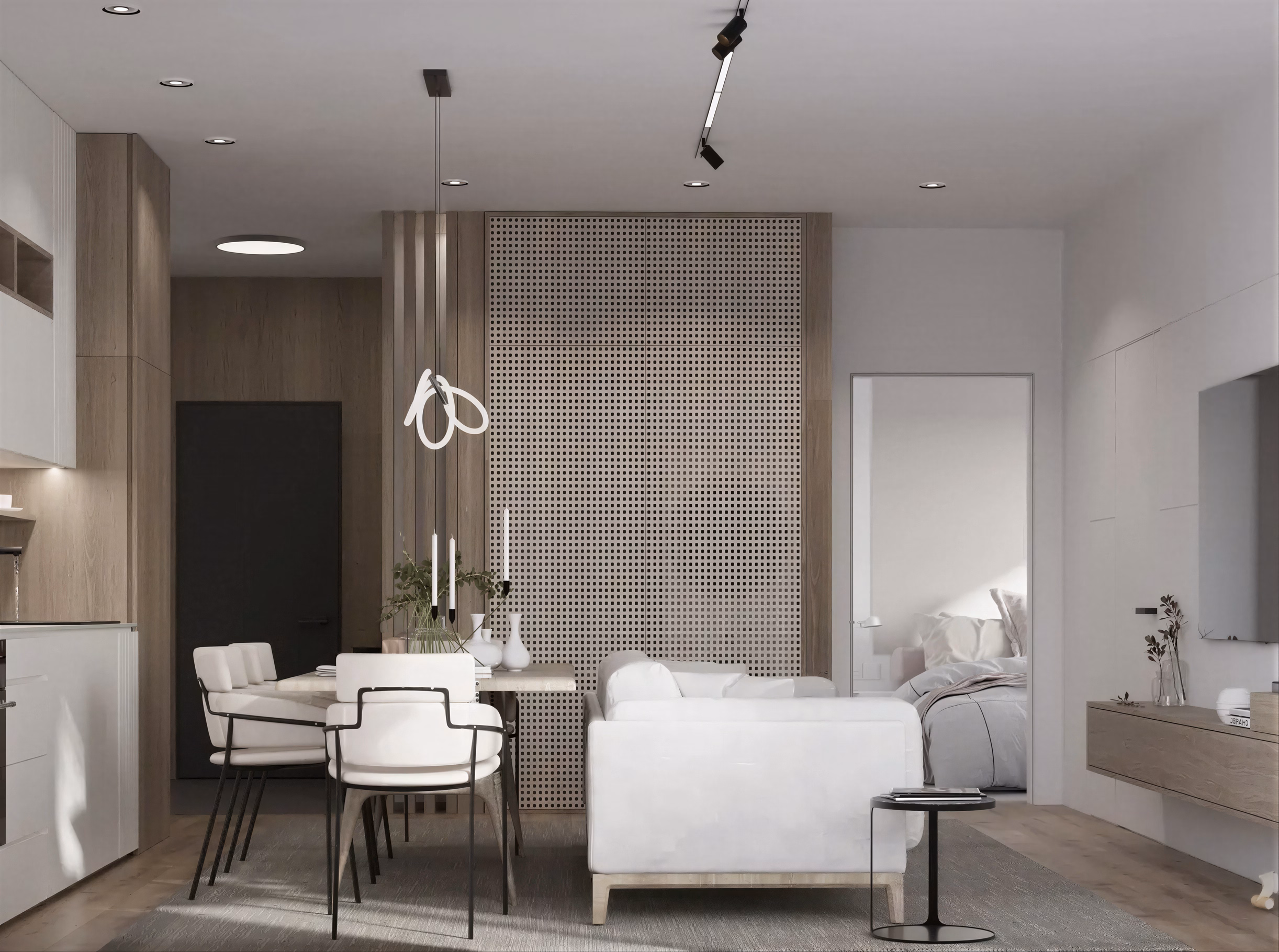 IC Apartment design interior minimalist București – iluminat integrat în tavan