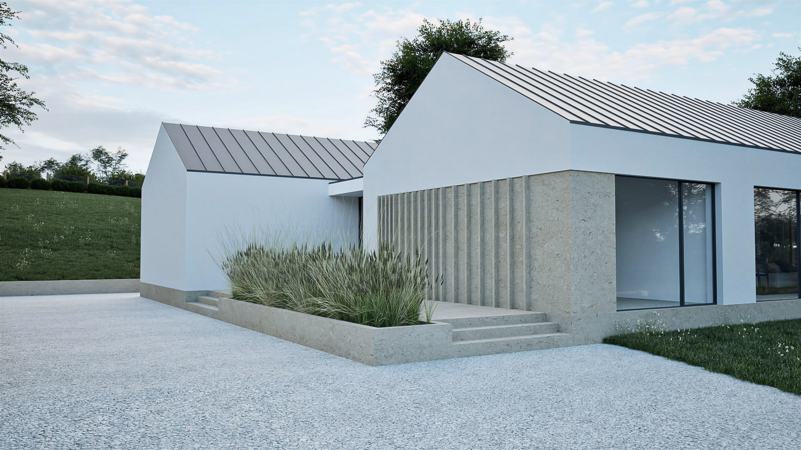 Inniskeen House – detaliu locuință contemporană rurală, arhitectură Iconic Design