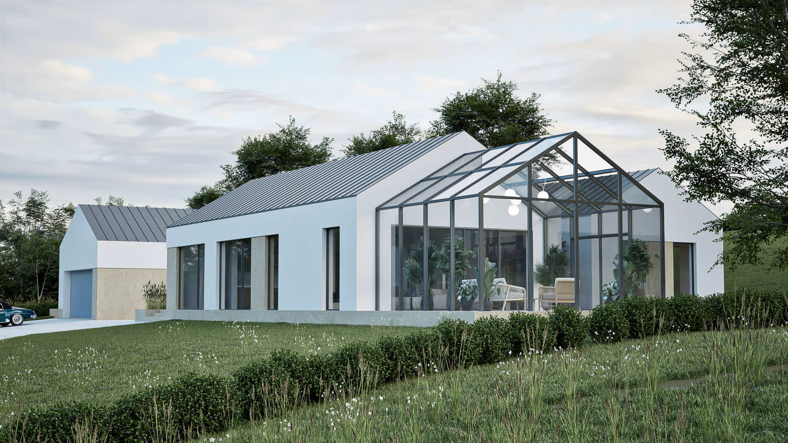 Inniskeen House – detaliu locuință contemporană rurală, arhitectură Iconic Design