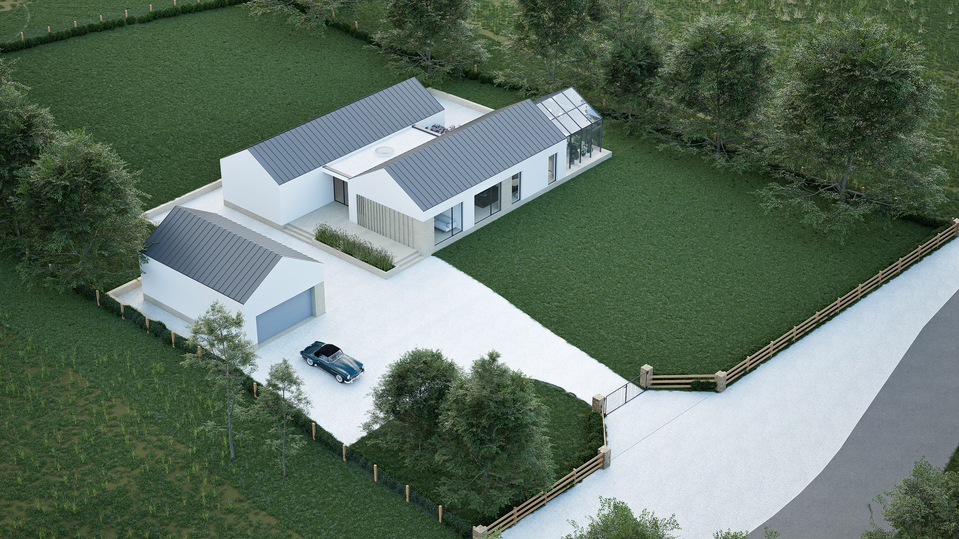 Inniskeen House – detaliu locuință contemporană rurală, arhitectură Iconic Design