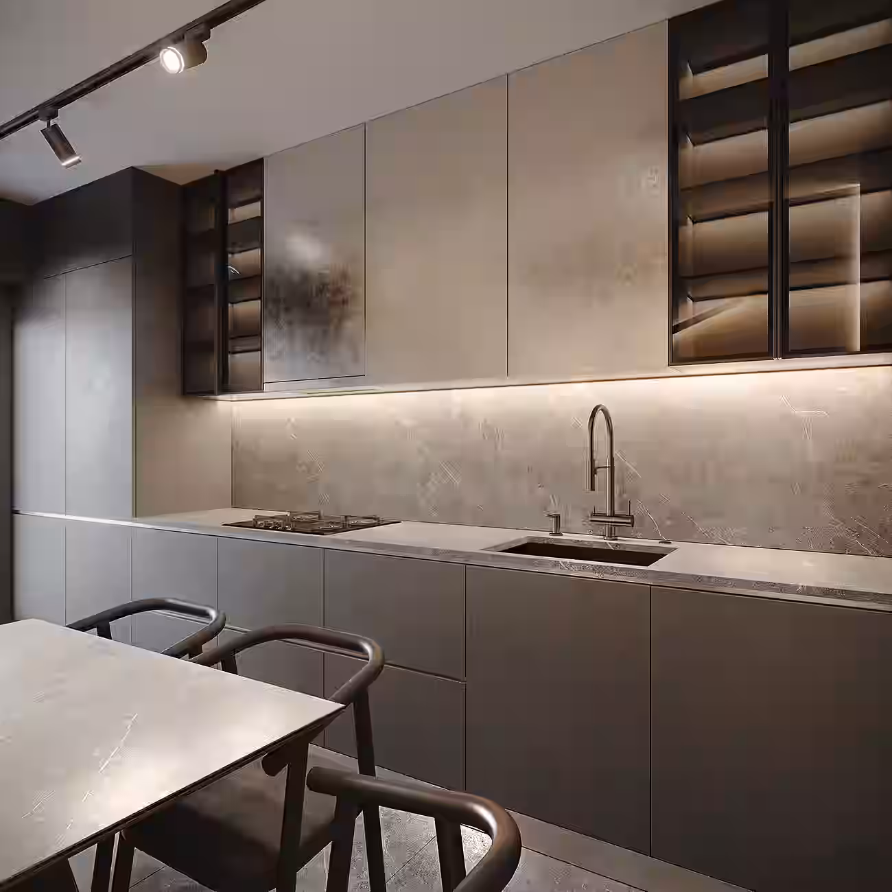 IRAM Dark Loft Apartment design interior – hol de intrare, design interior masculin București