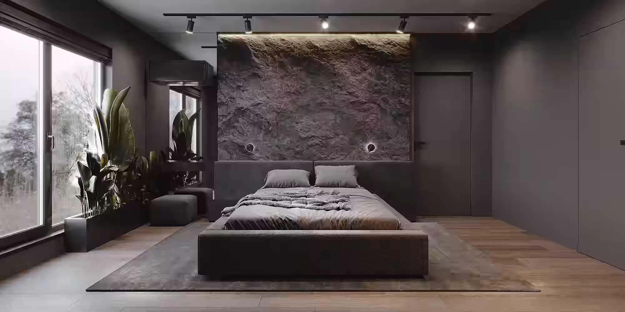 IRAM Dark Loft Apartment design interior – birou și spațiu de lucru, design interior masculin București