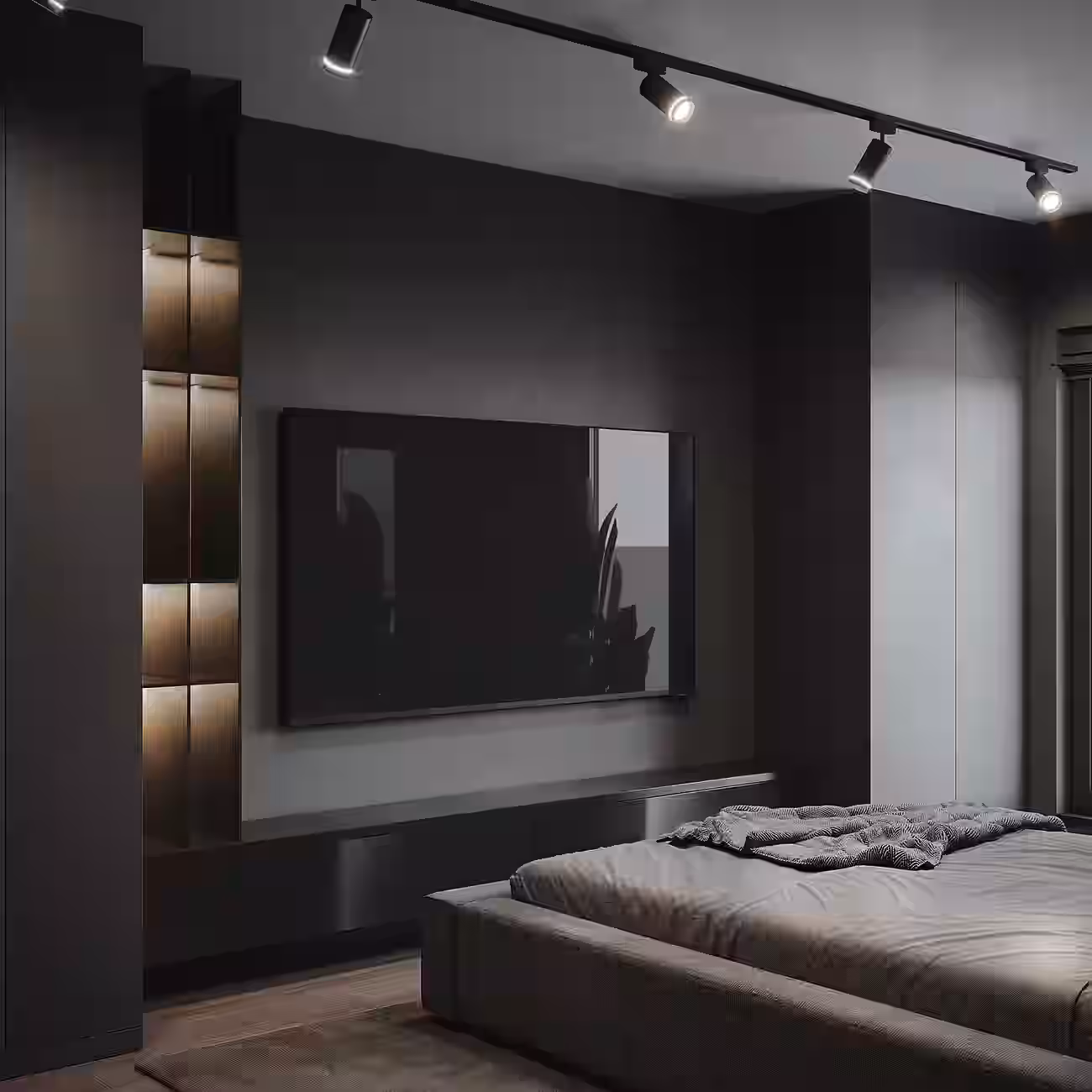 IRAM Dark Loft Apartment design interior – detaliu decor masculin, design interior masculin București