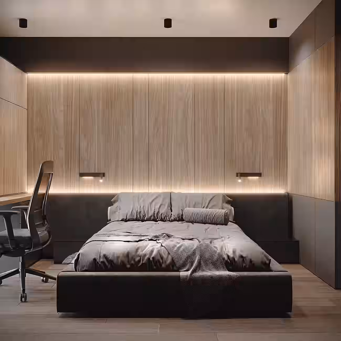 IRAM Dark Loft Apartment design interior – detaliu insulă bucătărie neagră, design interior masculin București