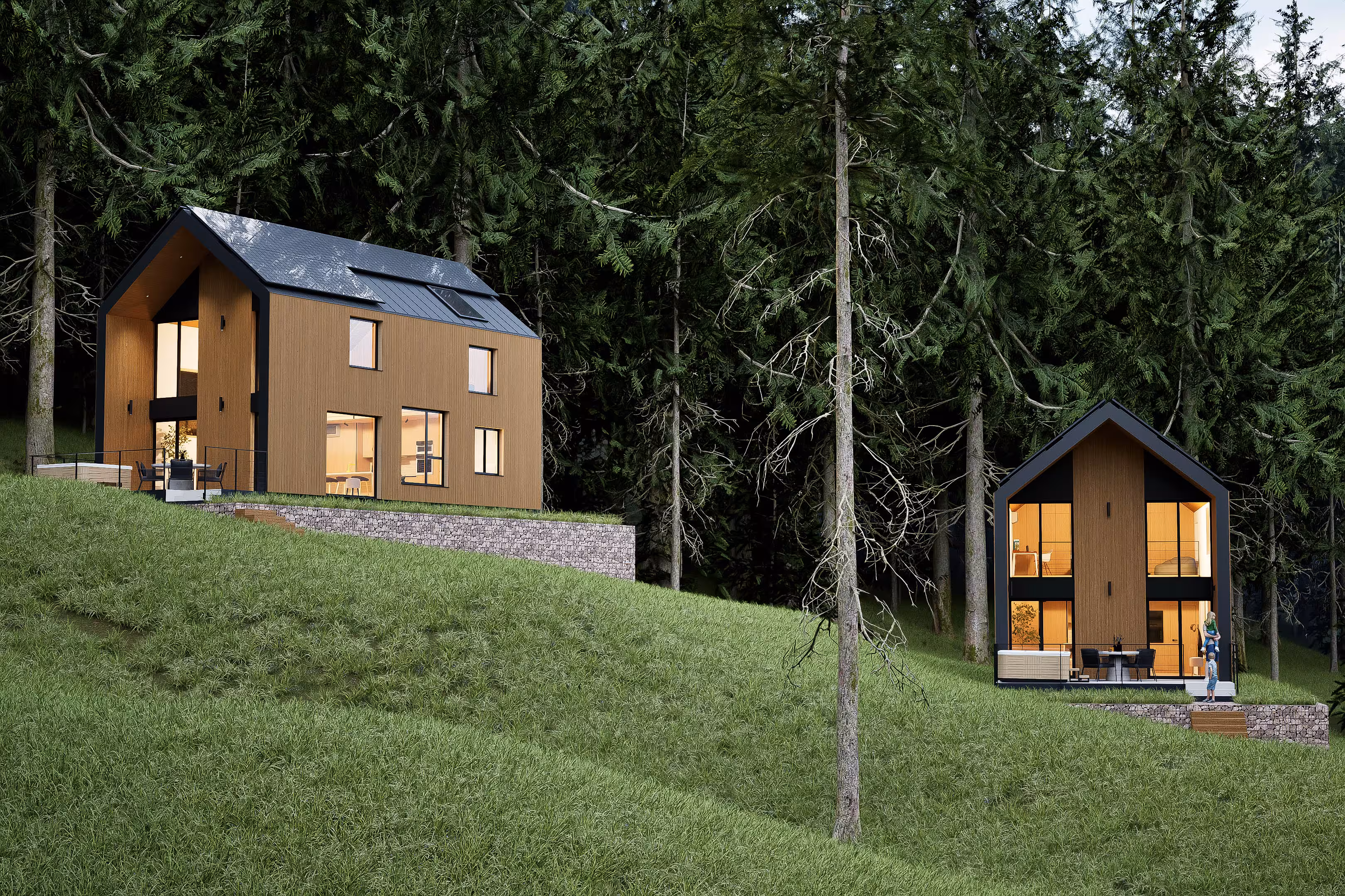 Arhitectură cabană modernă – fațadă exterioară, Monto Cabane Contemporane Iconic Design