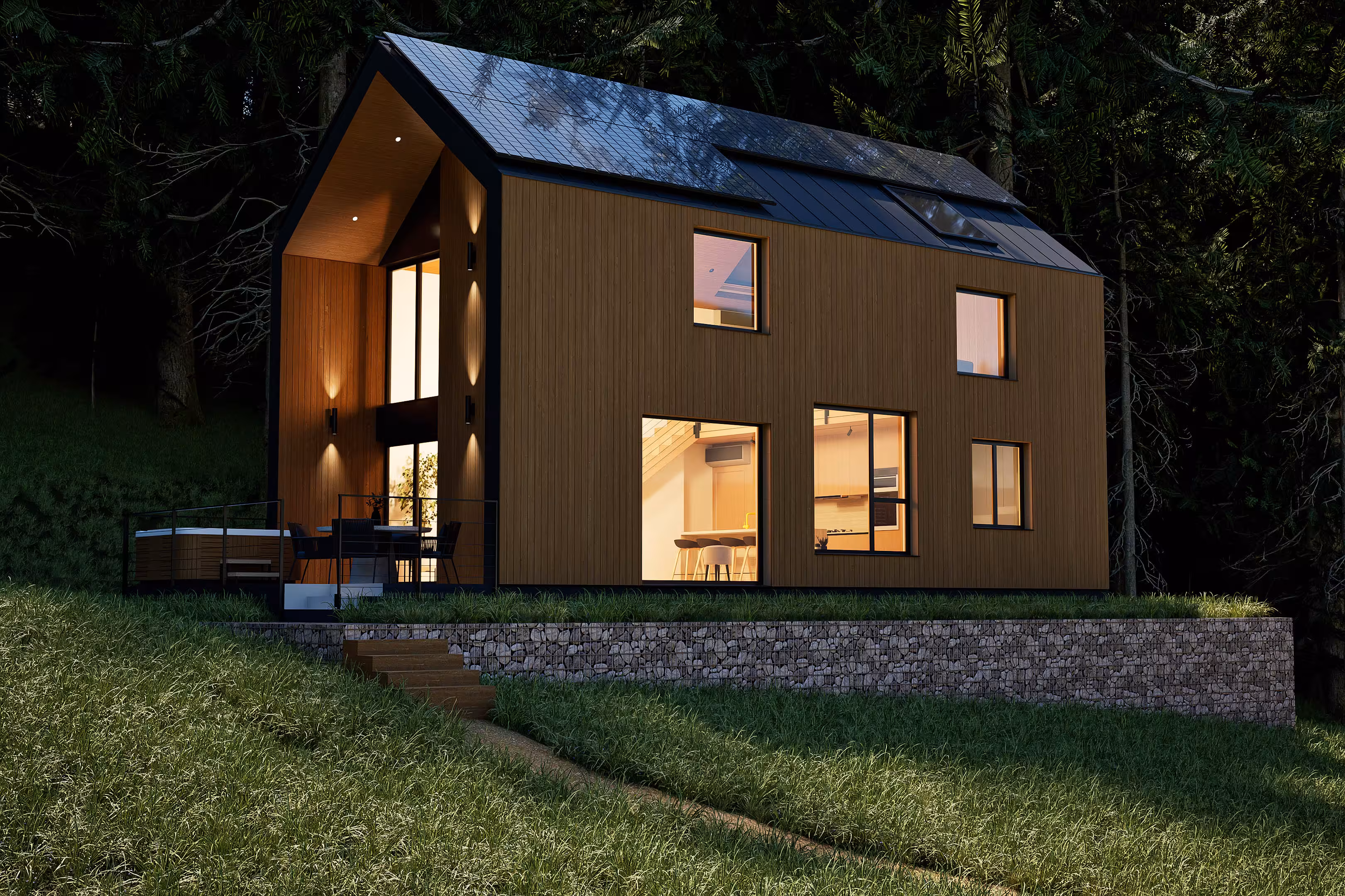 Design interior cabană modern – living spațios, Monto Cabane Contemporane Iconic Design