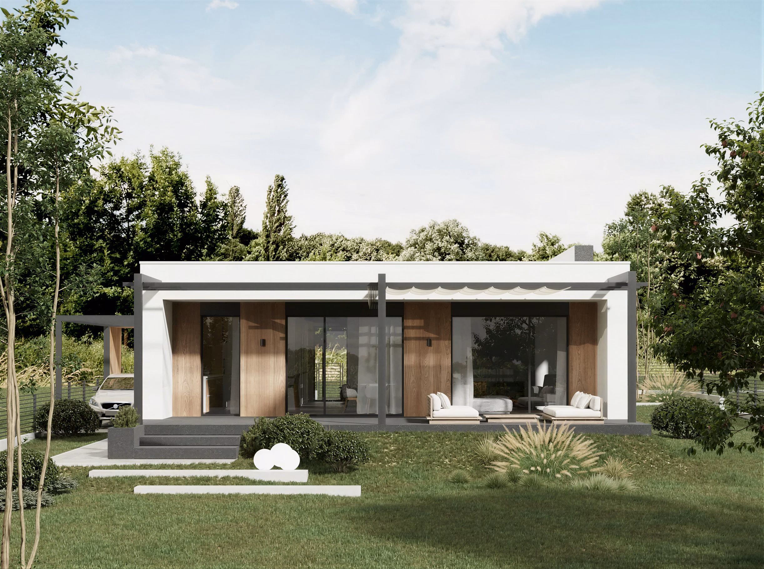 NM Contemporary House arhitectură – vedere finală locuință individuală contemporană, arhitectură casa, arhitectură vila