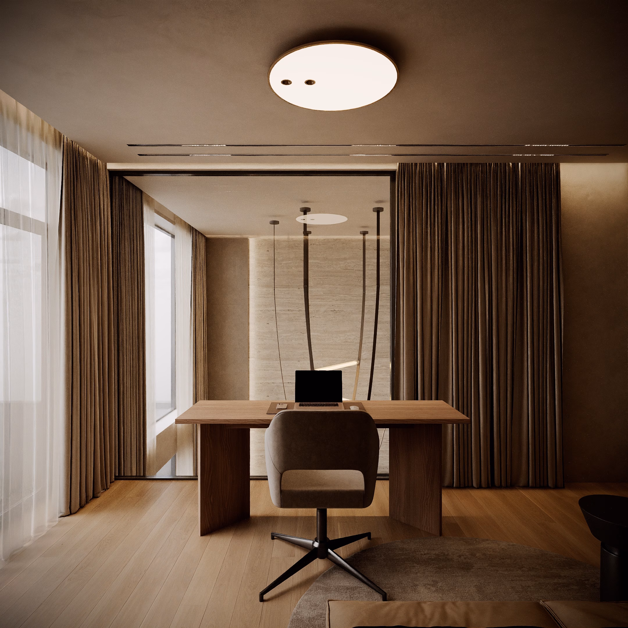 Quiet Luxury Villa design interior – birou de lucru, Design interior premium, design interior modern loft Chișinău