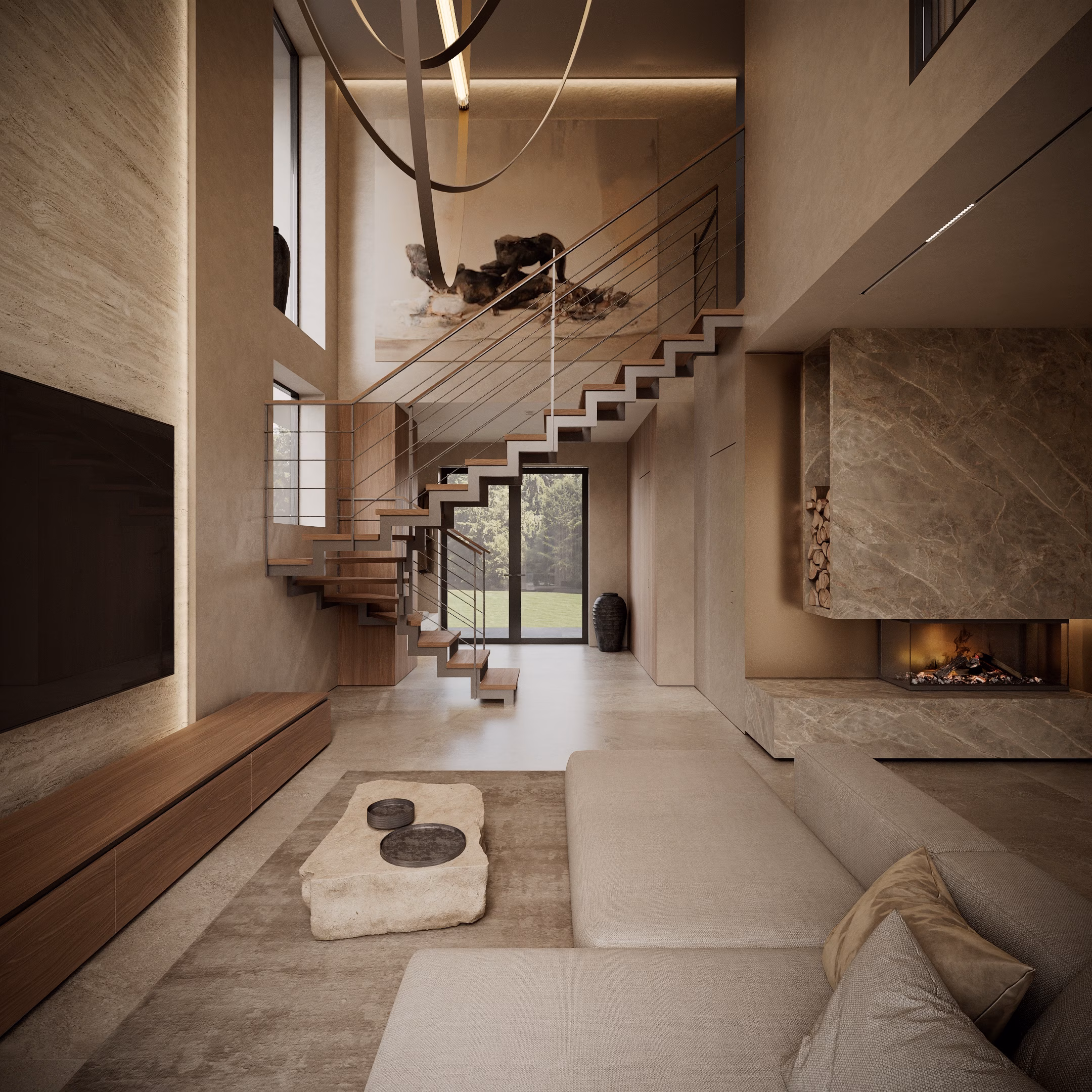 Quiet Luxury Villa design interior – open space loft, Design interior premium, design interior modern loft Chișinău