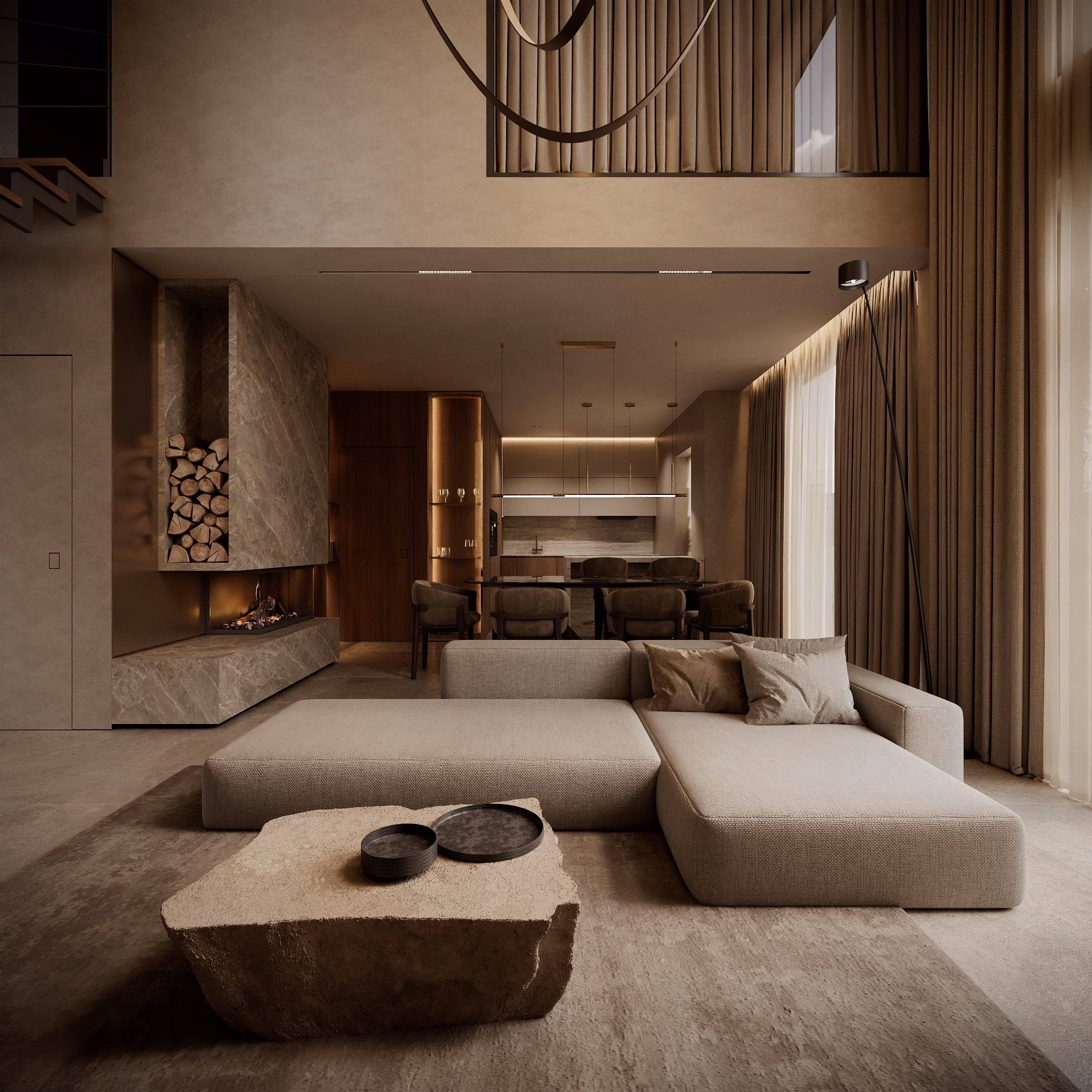 Quiet Luxury Villa design interior – bucătărie deschisă, Design interior premium, design interior modern loft Chișinău