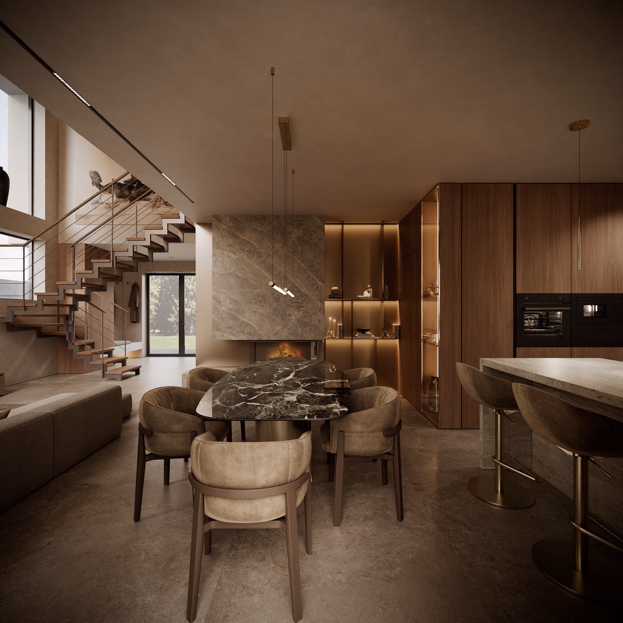 Quiet Luxury Villa design interior – iluminat industrial, Design interior premium, design interior modern loft Chișinău