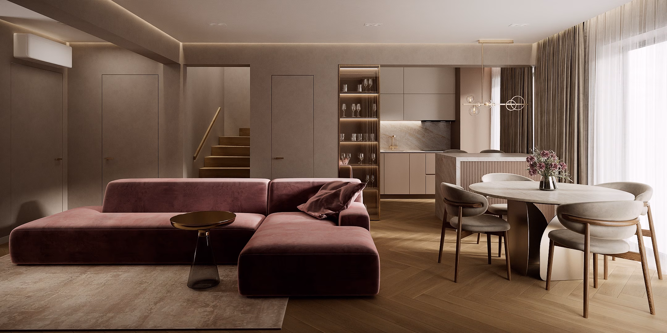 Rose Velvet Duplex design interior, București, România