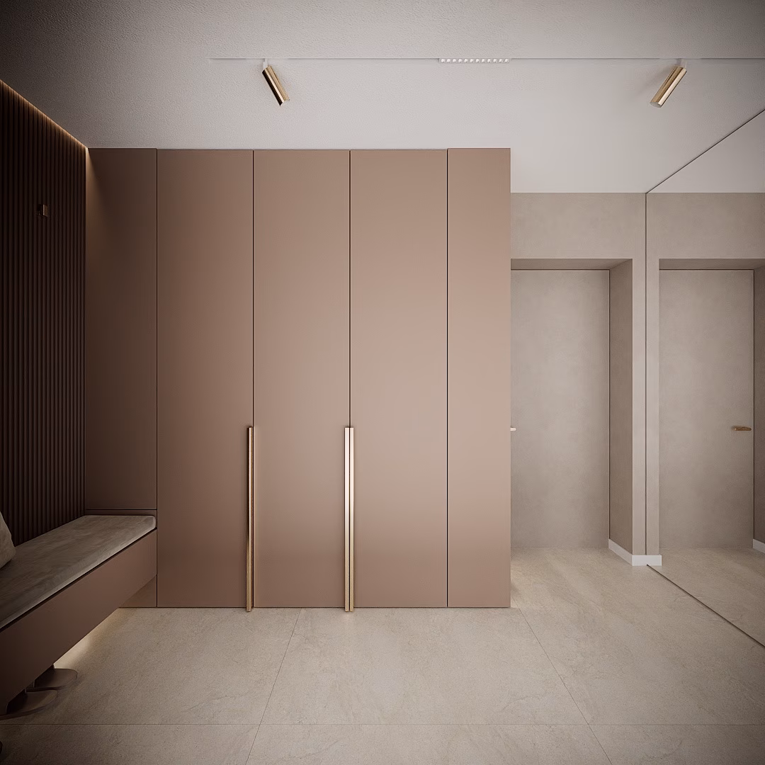 Rose Velvet Duplex design interior – draperii full-height, Design interior duplex București