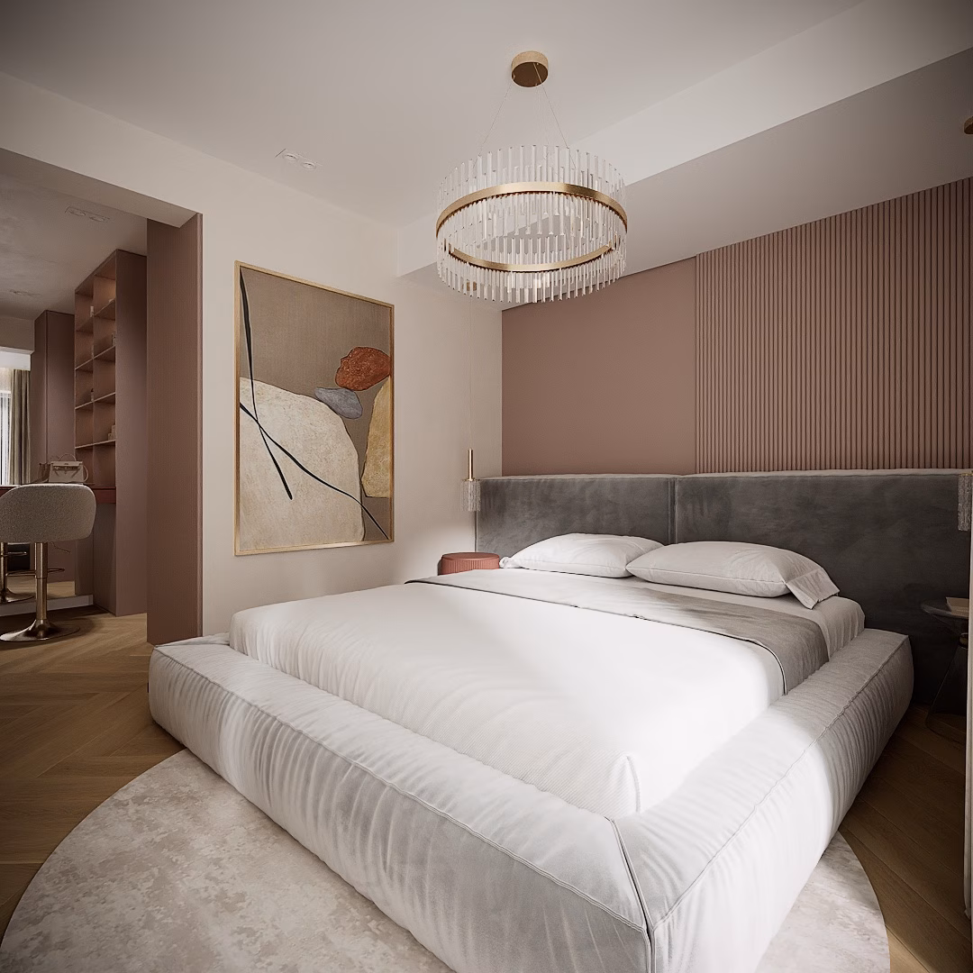 Rose Velvet Duplex design interior – living lumină naturală, Design interior duplex București