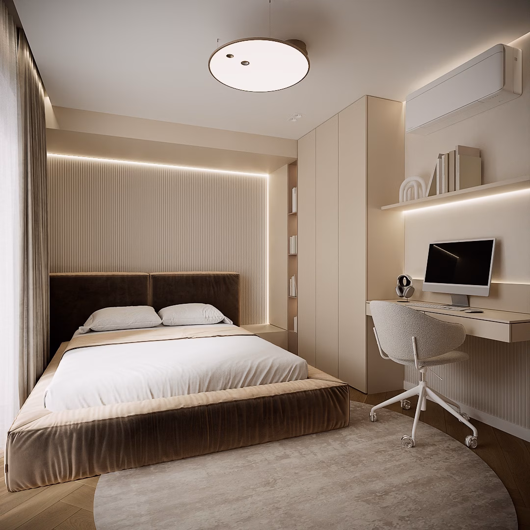 Rose Velvet Duplex design interior – dormitor secundar, Design interior duplex București