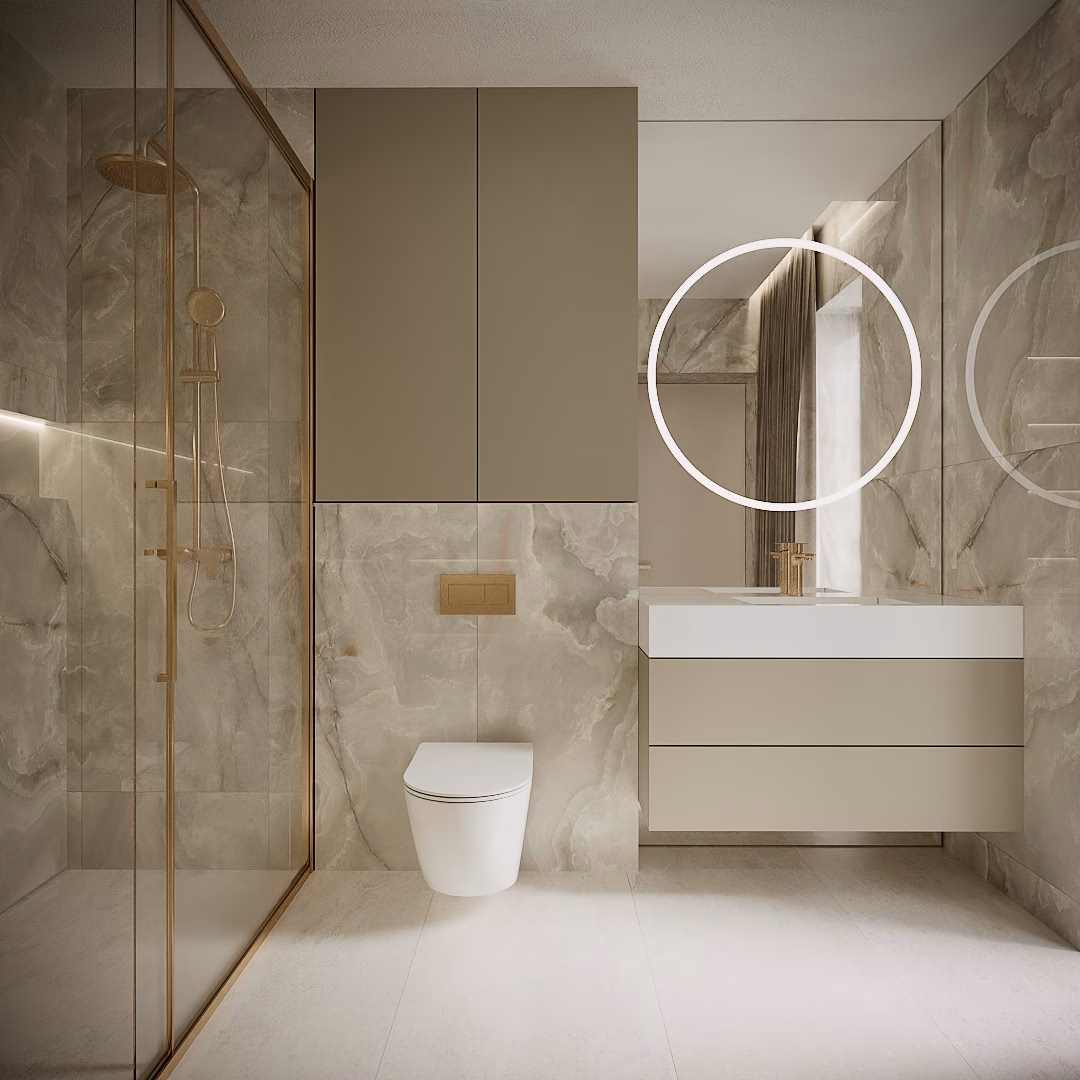 Rose Velvet Duplex design interior – baie secundară, Design interior duplex București