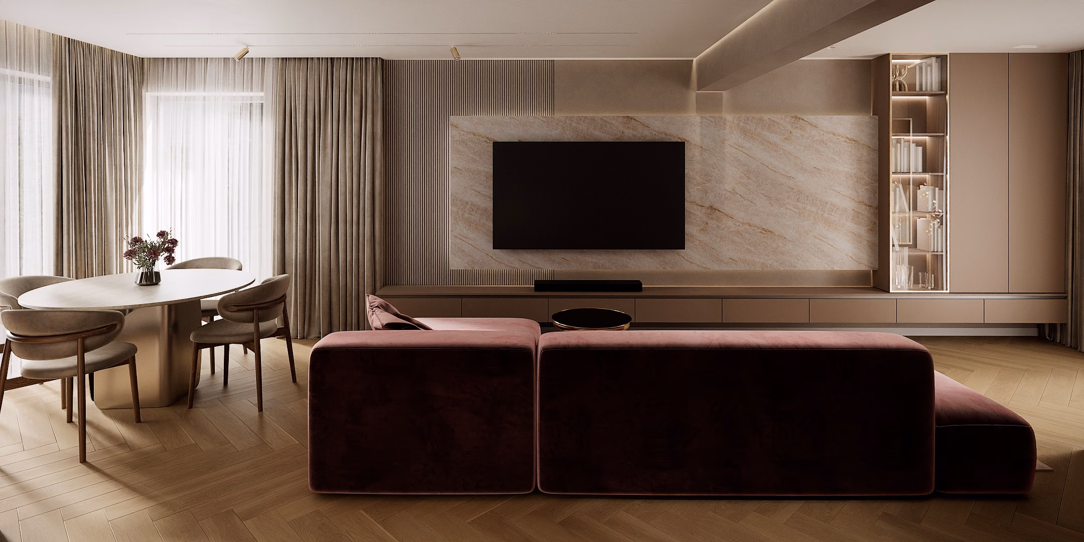 Rose Velvet Duplex design interior – bucătărie elegantă, Design interior duplex București