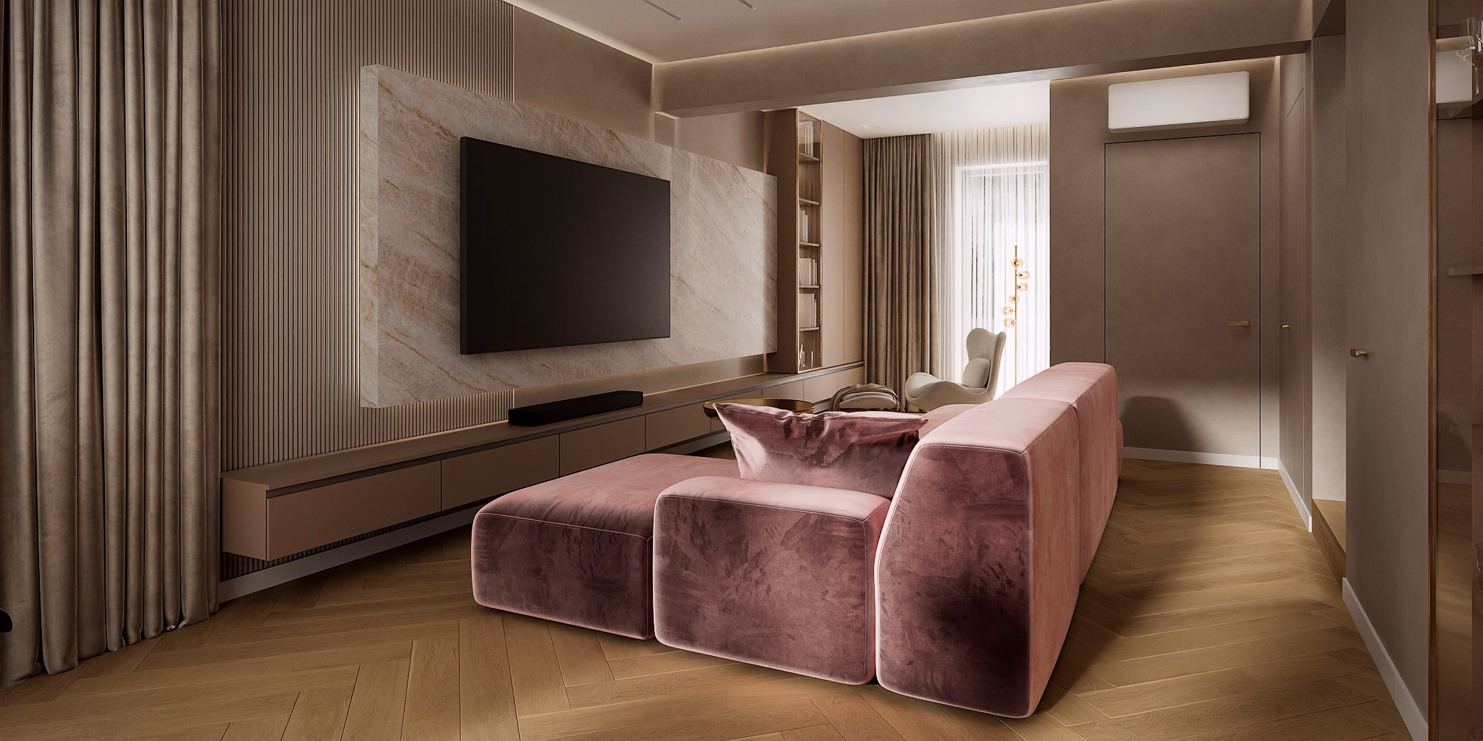 Rose Velvet Duplex design interior – dormitor principal, Design interior duplex București