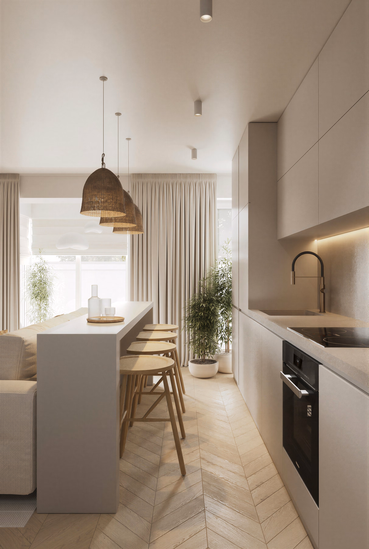 Serenity Wabi Apartment design interior București – zona de terapie psihologică, design interior wabi-sabi