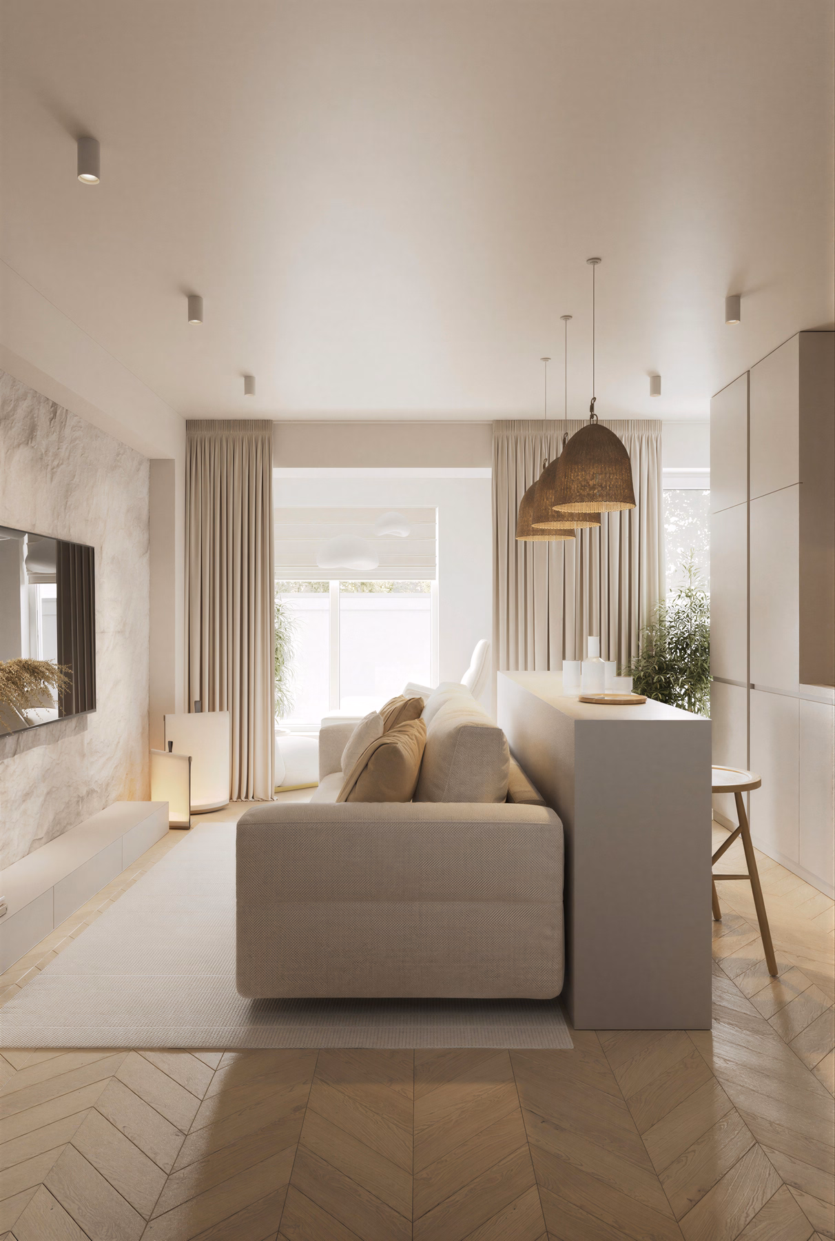 Serenity Wabi Apartment design interior București – oază de armonie și autenticitate, design interior wabi-sabi