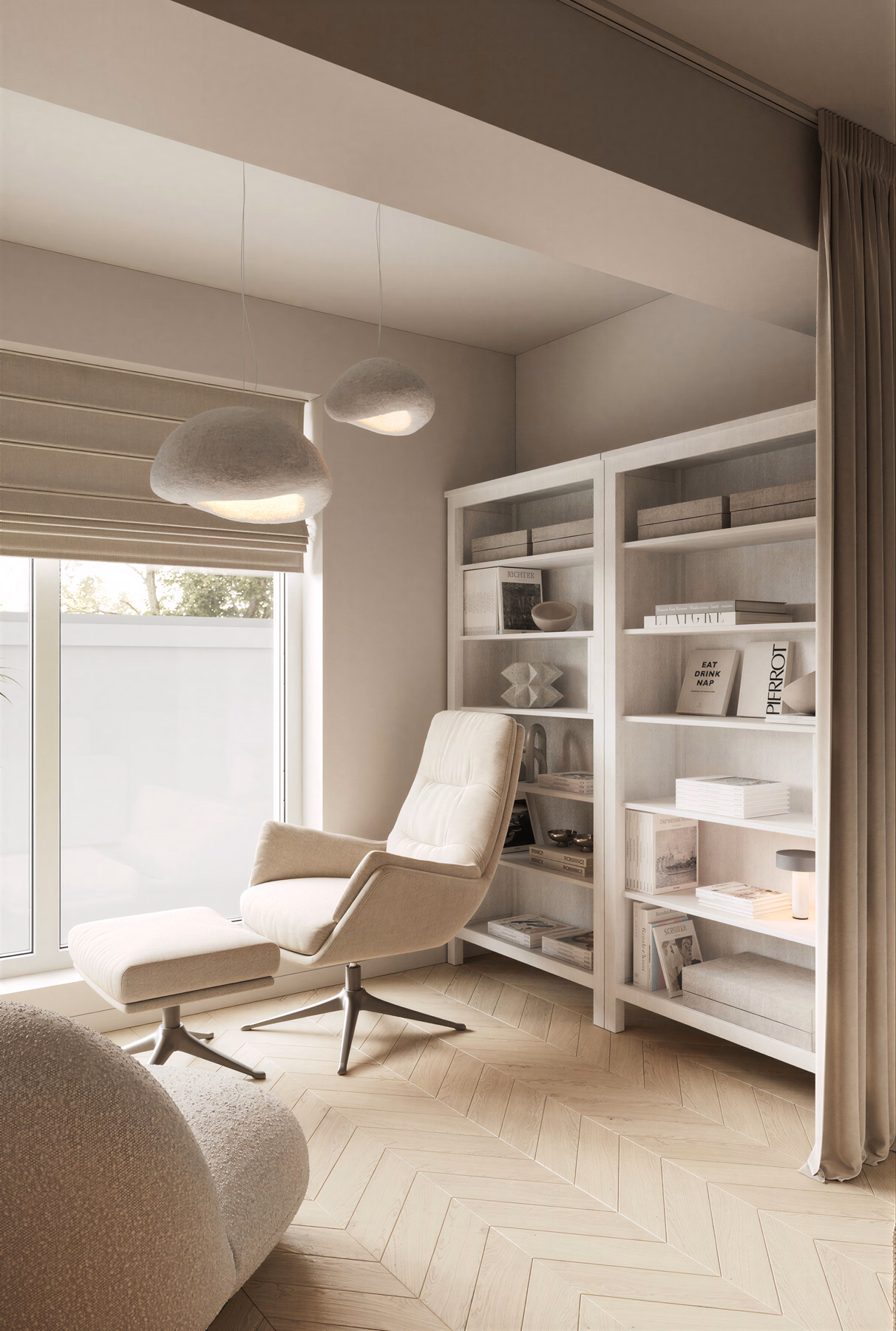 Serenity Wabi Apartment design interior București – dormitor serenitate, design interior wabi-sabi