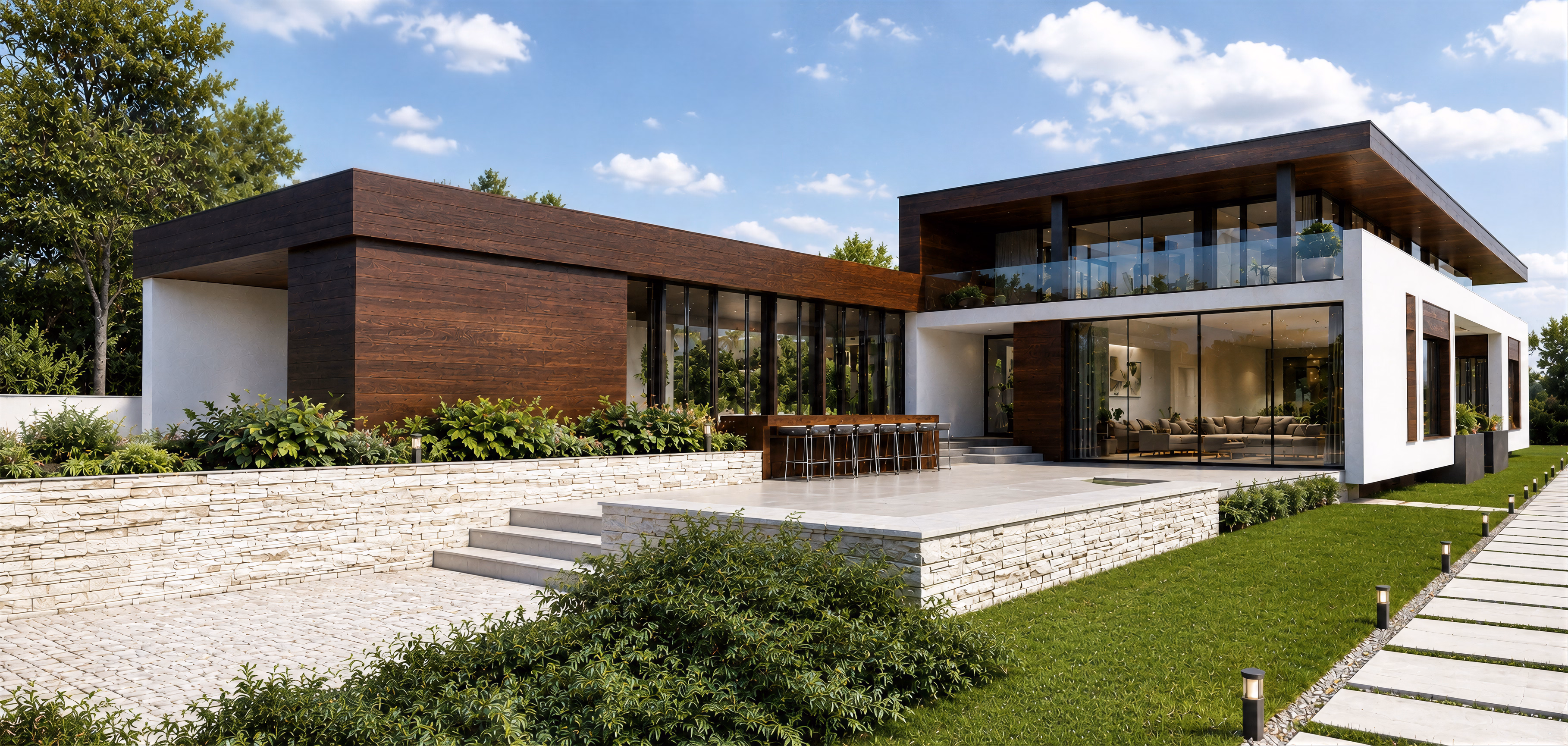Snagov Lake House arhitectură – vedere laterală cu terasă, arhitectură casa, arhitectură vila