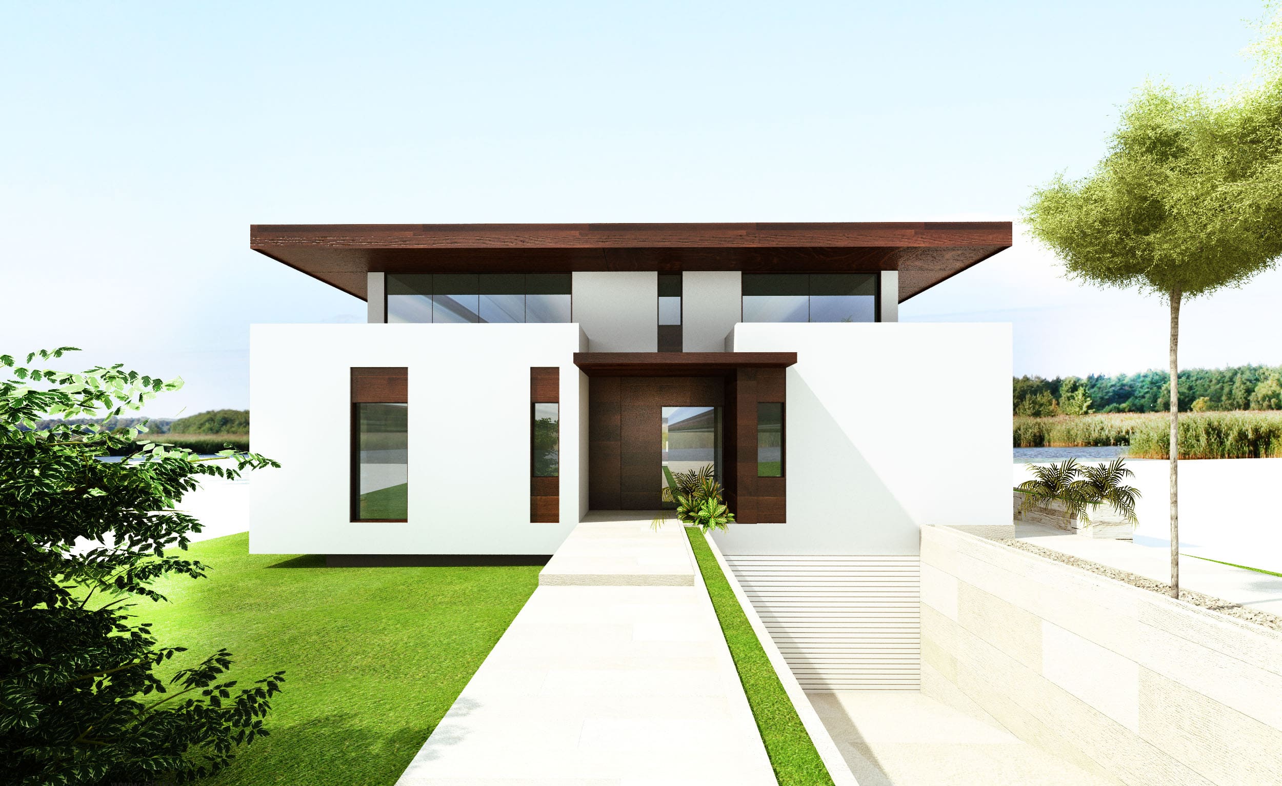 Snagov Lake House arhitectură – vedere laterală cu terasă