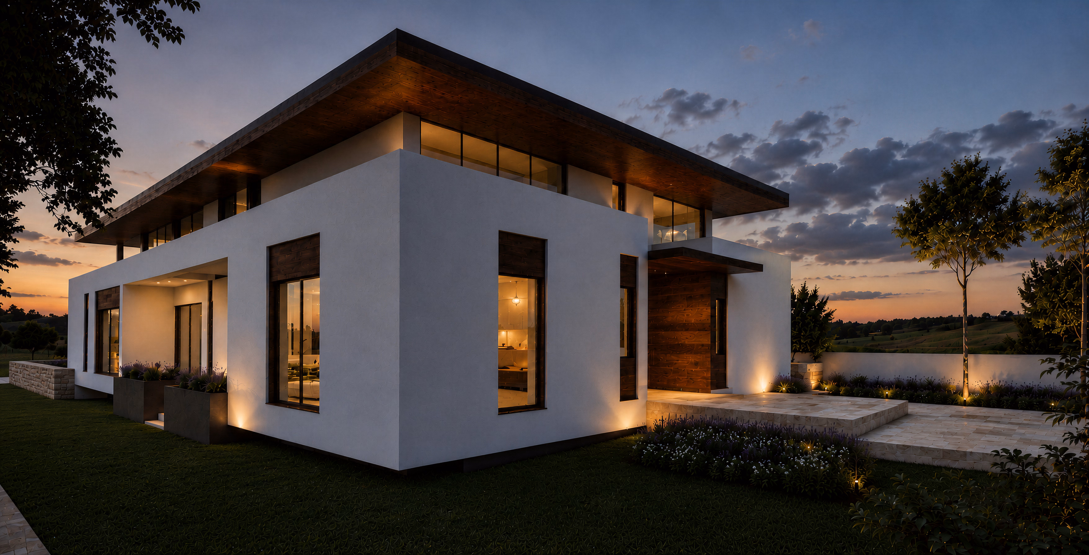 Snagov Lake House arhitectură – vedere panoramică lac și casă, arhitectură casa, arhitectură vila