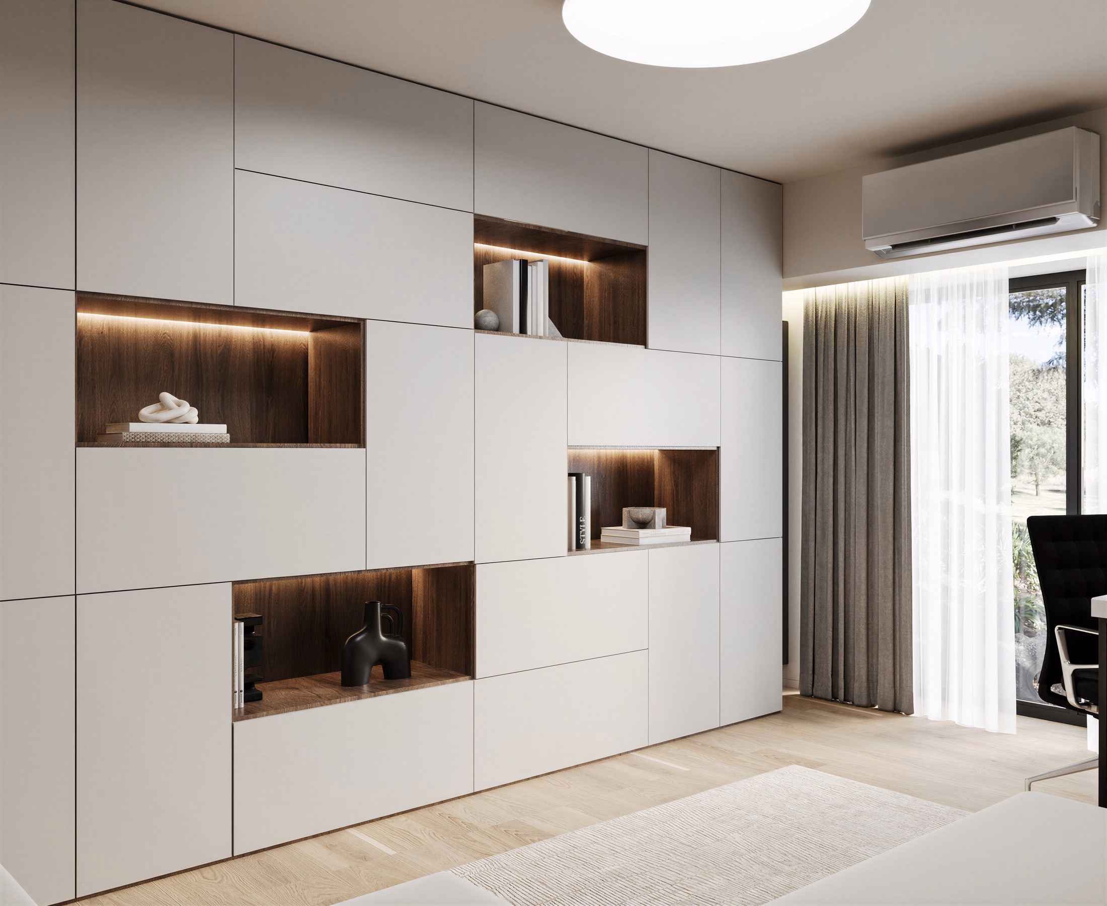 Unirii Sculpted Duplex design interior premium București – birou de lucru, design interior minimalist, design interior modern