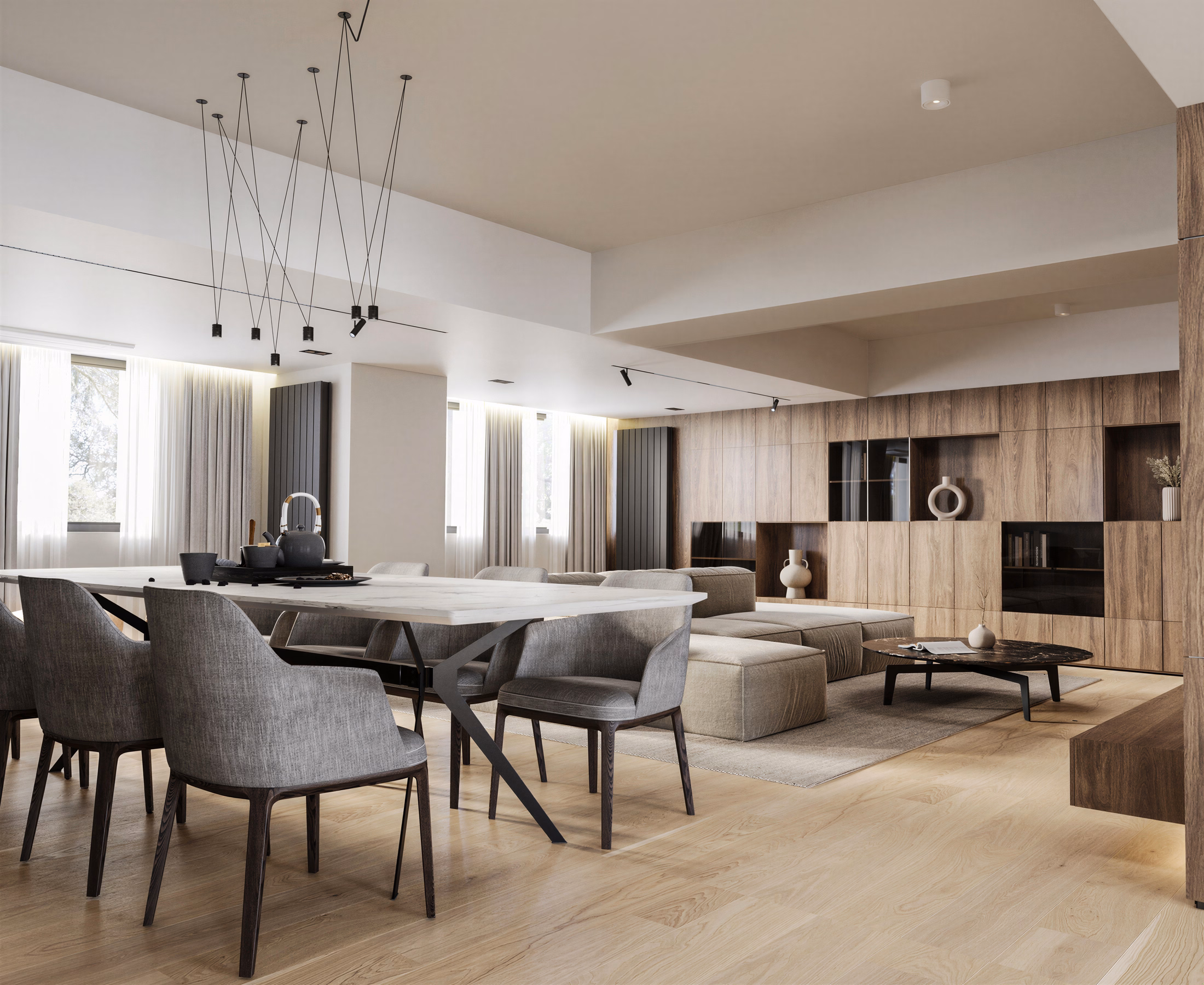 Unirii Sculpted Duplex design interior premium București – lumină naturală abundentă, design interior minimalist, design interior modern